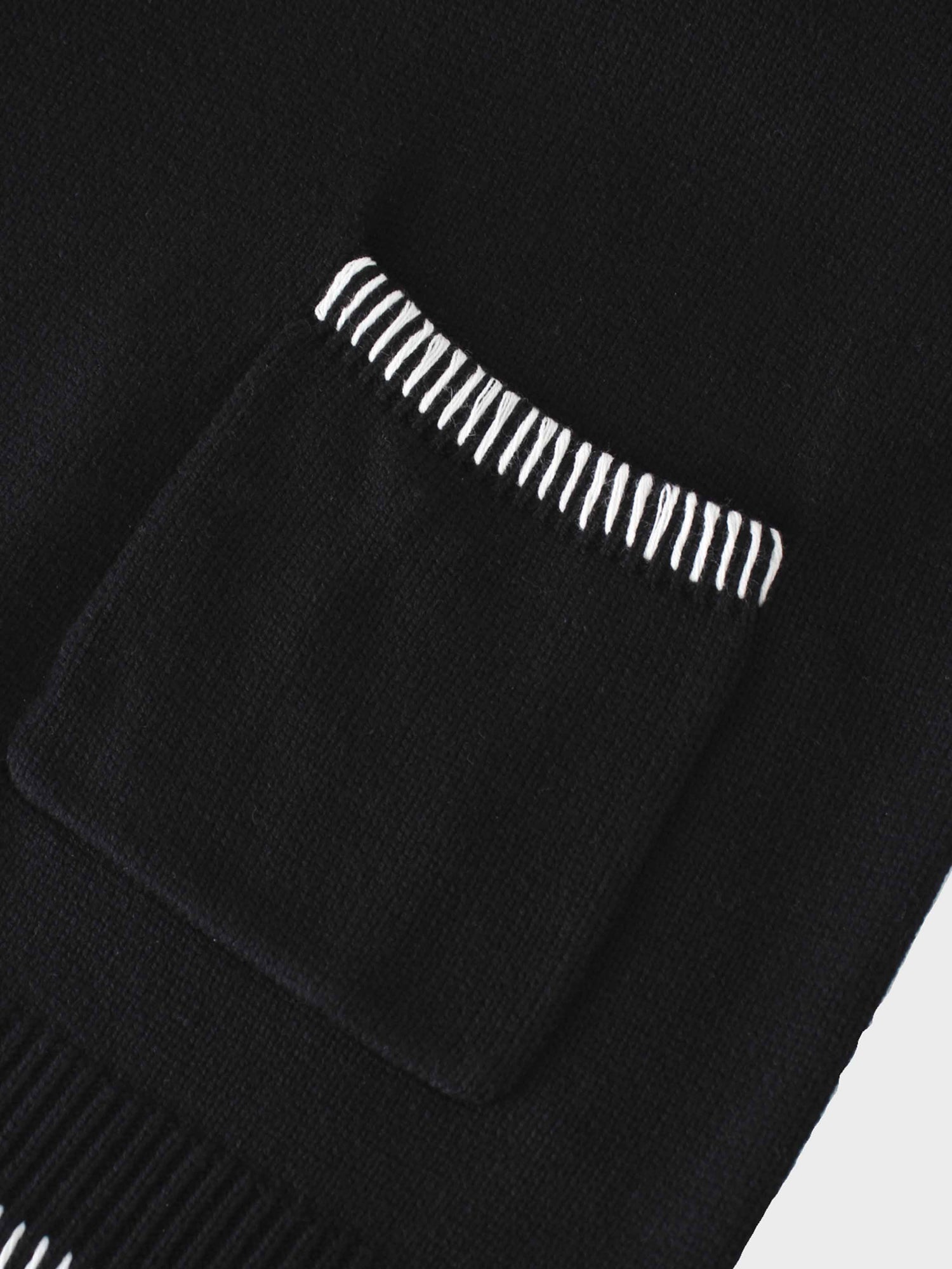 Overlock Stitch Sweater-Black/White