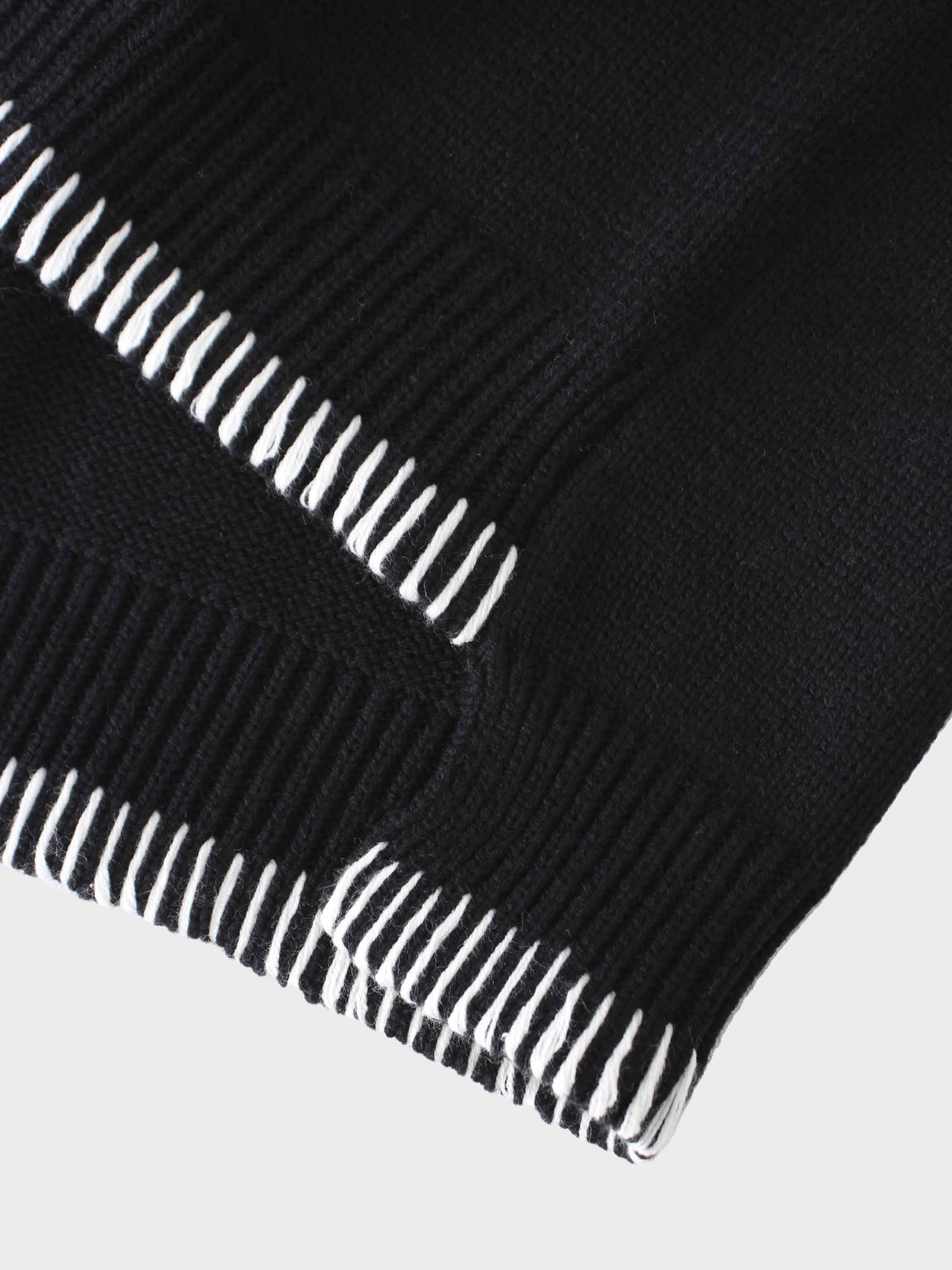 Overlock Stitch Sweater-Black/White