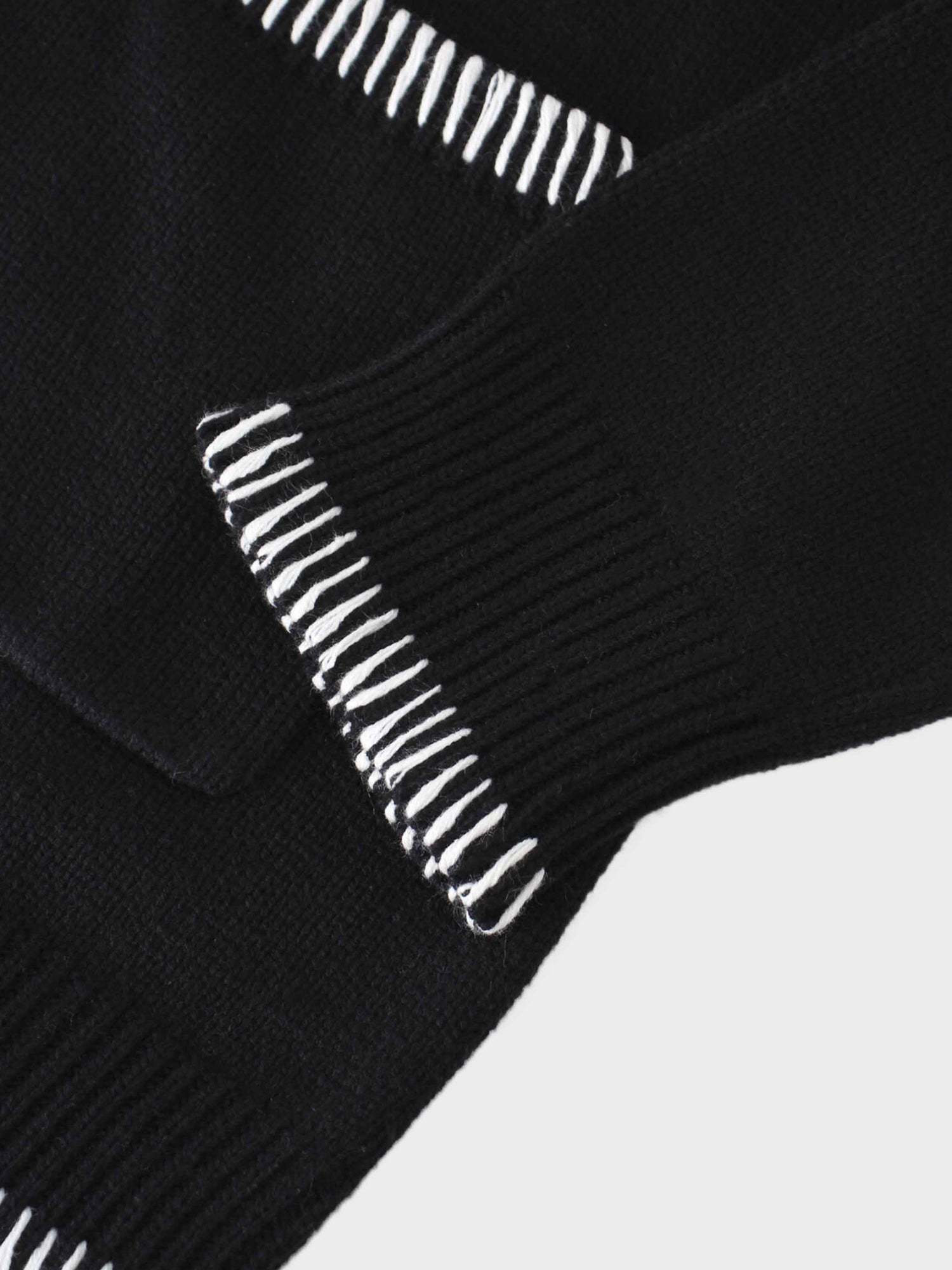 Overlock Stitch Sweater-Black/White