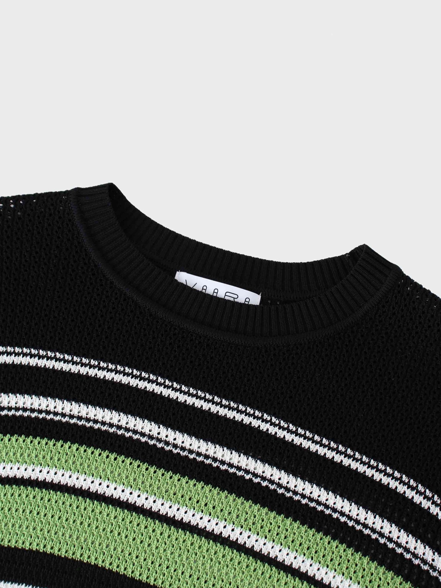 Crochet Nautical Sweater-Green/Black Stripe