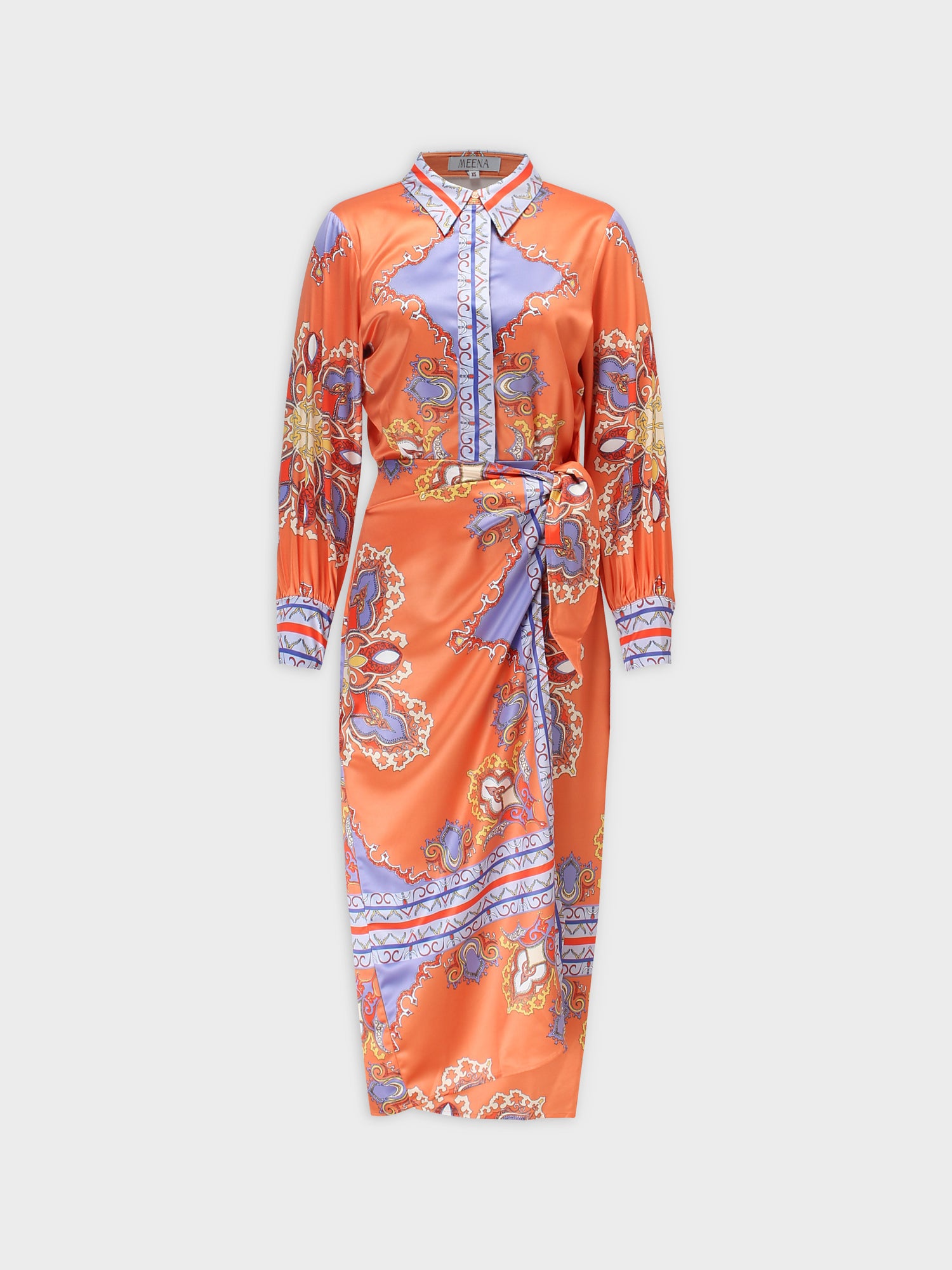 Wrap Shirtdress-Orange Bandana