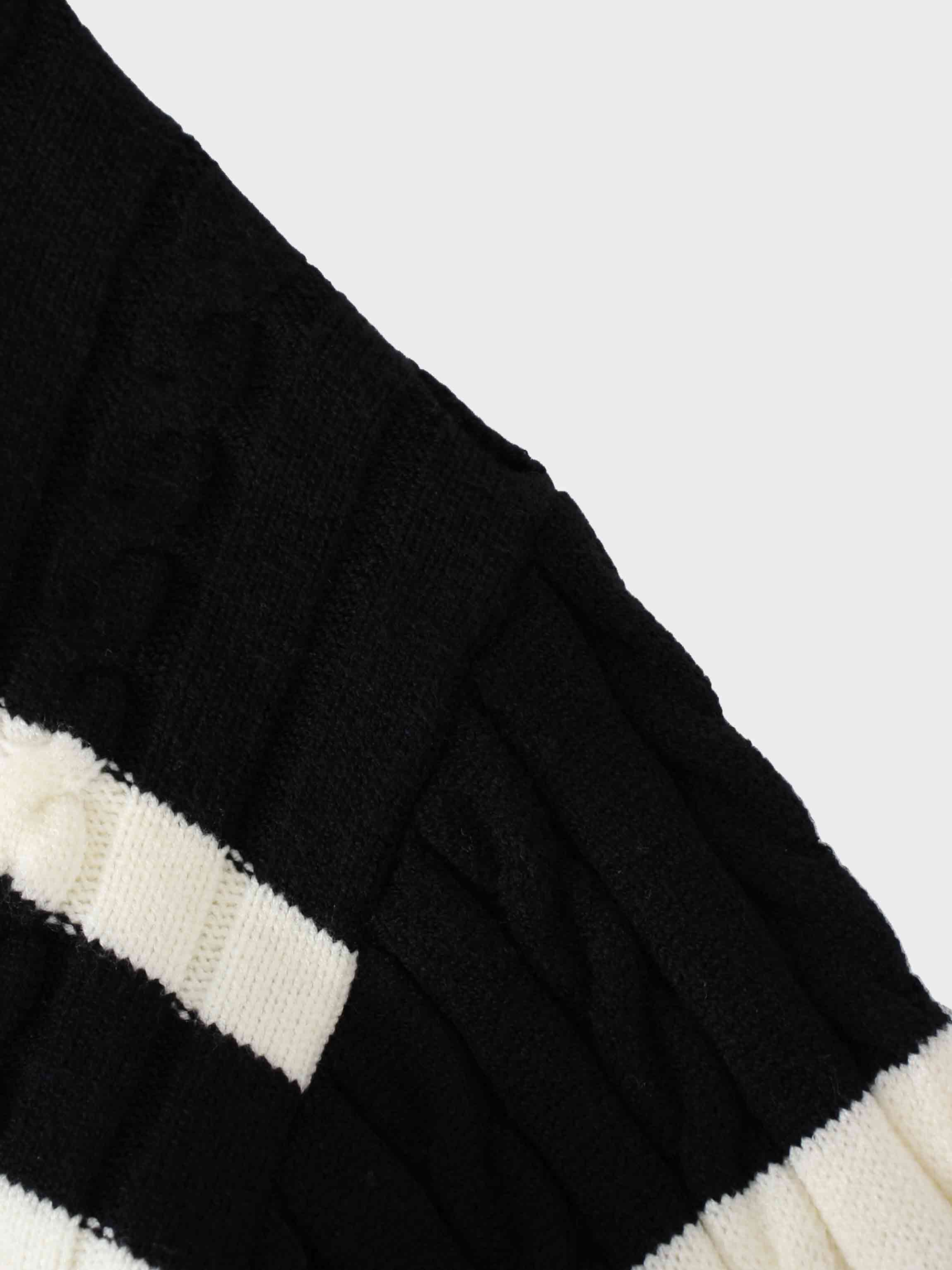 Cable Striped Sweater-Black/White