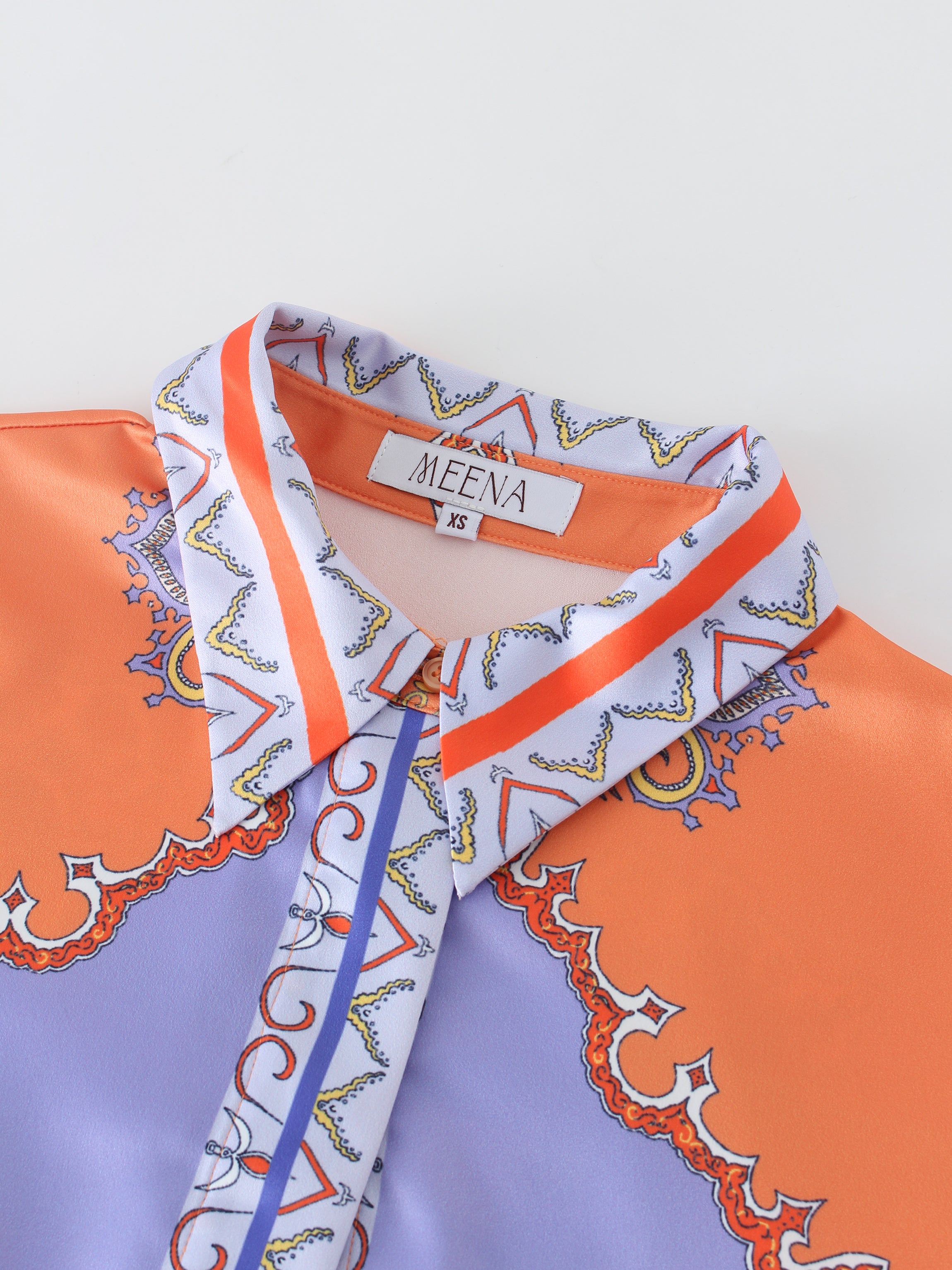 Vestido camisero cruzado-Bandana naranja