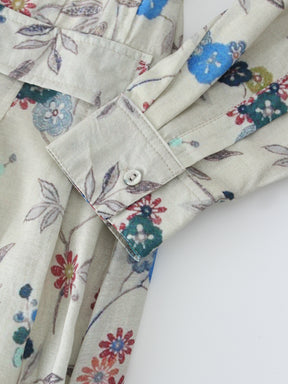Bottom Pleat Shirtdress-Floral