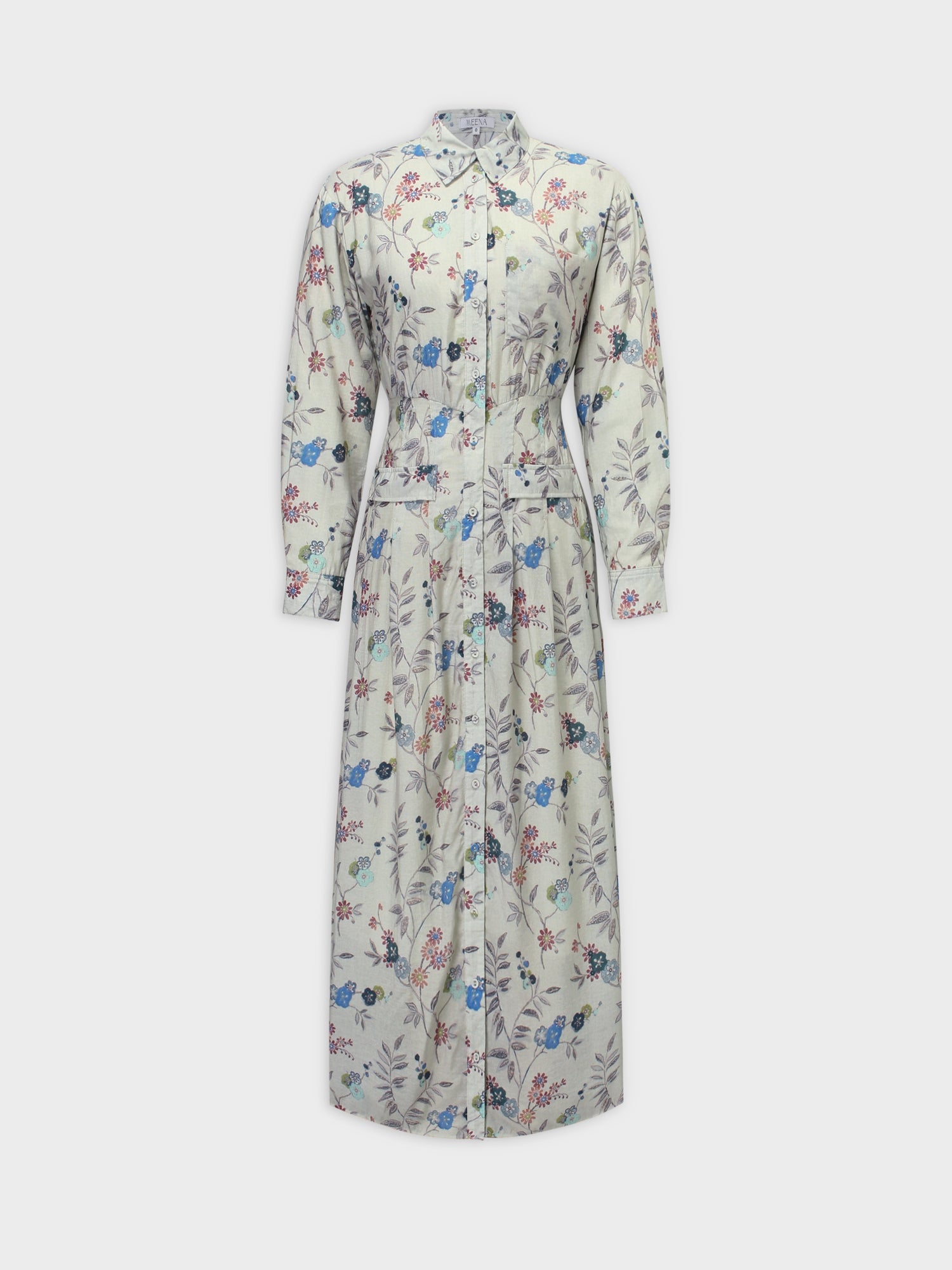 Bottom Pleat Shirtdress-Floral