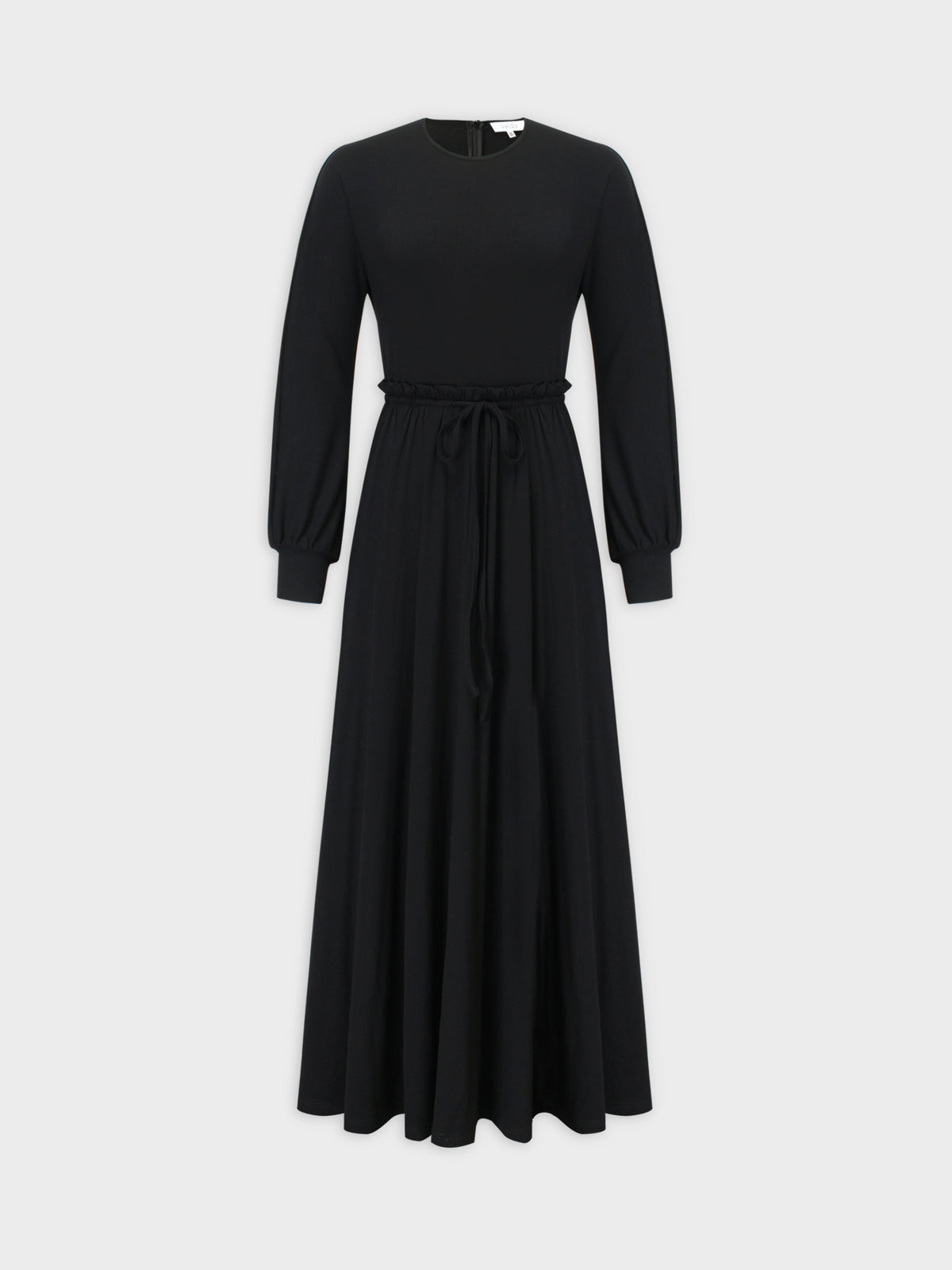 Ribbed Drawstring Dress-Black