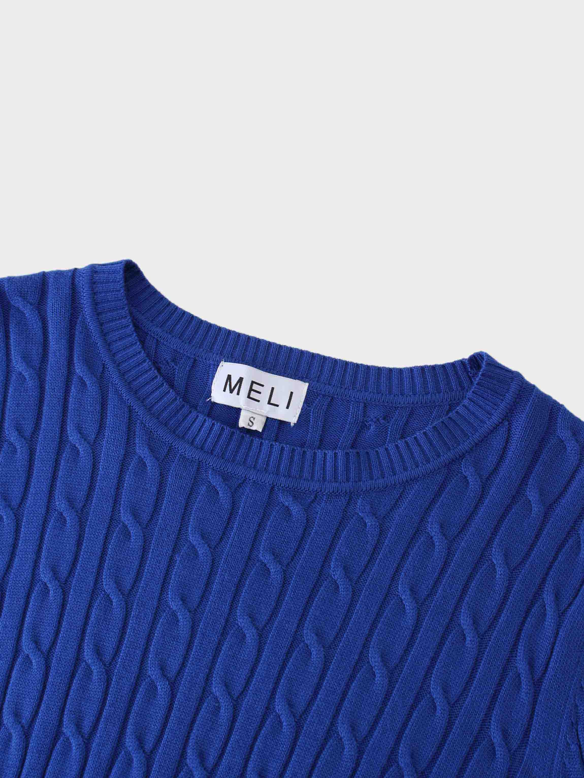 Knit Cable Sweater-Cobalt Blue