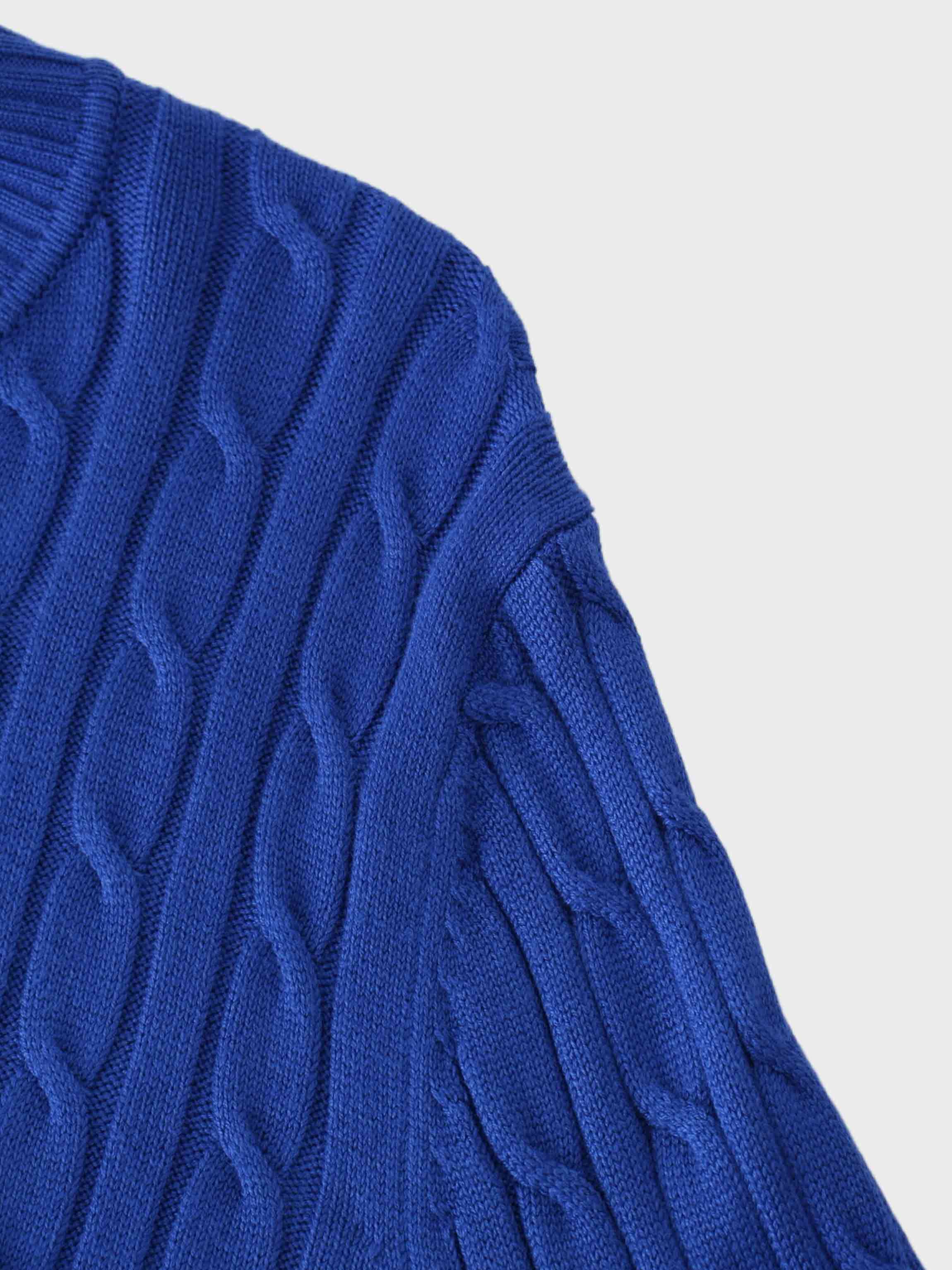 Knit Cable Sweater-Cobalt Blue