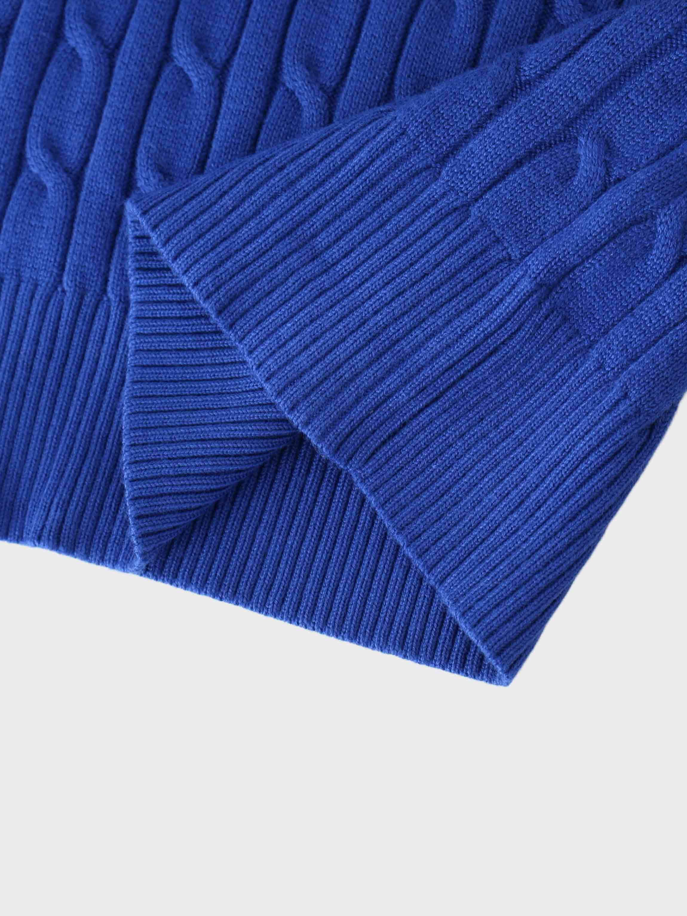 Knit Cable Sweater-Cobalt Blue