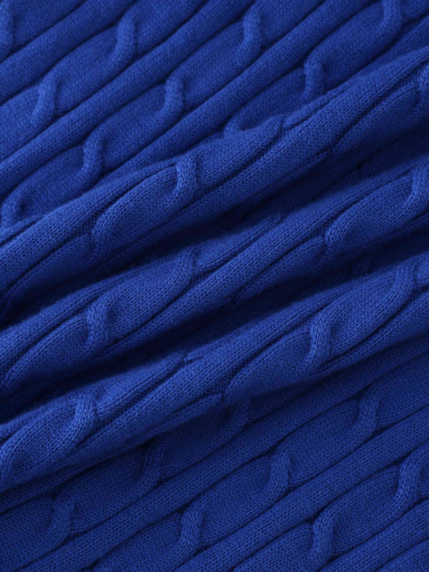 Knit Cable Sweater-Cobalt Blue