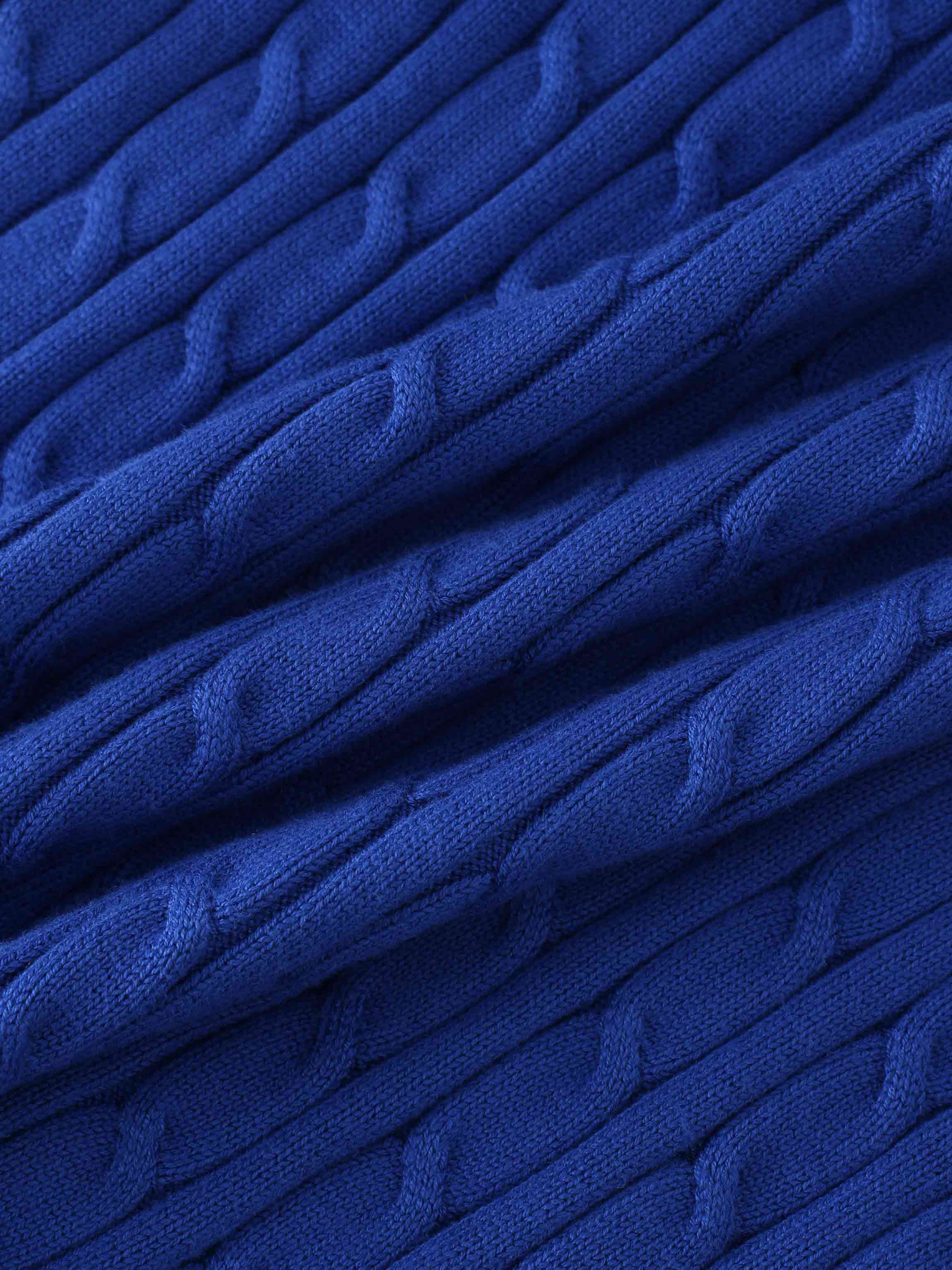 Knit Cable Sweater-Cobalt Blue