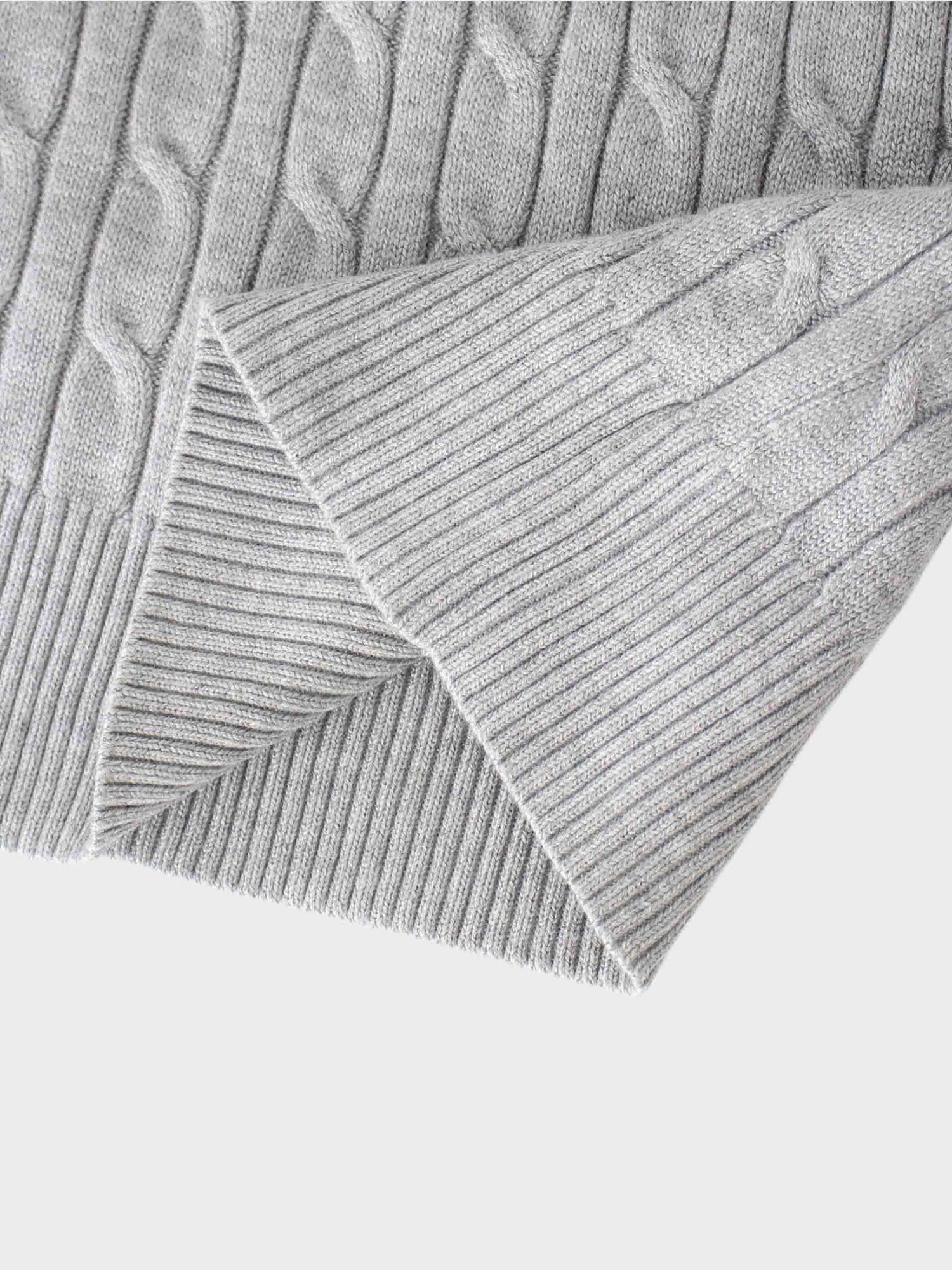 Knit Cable Sweater-Heathered Grey