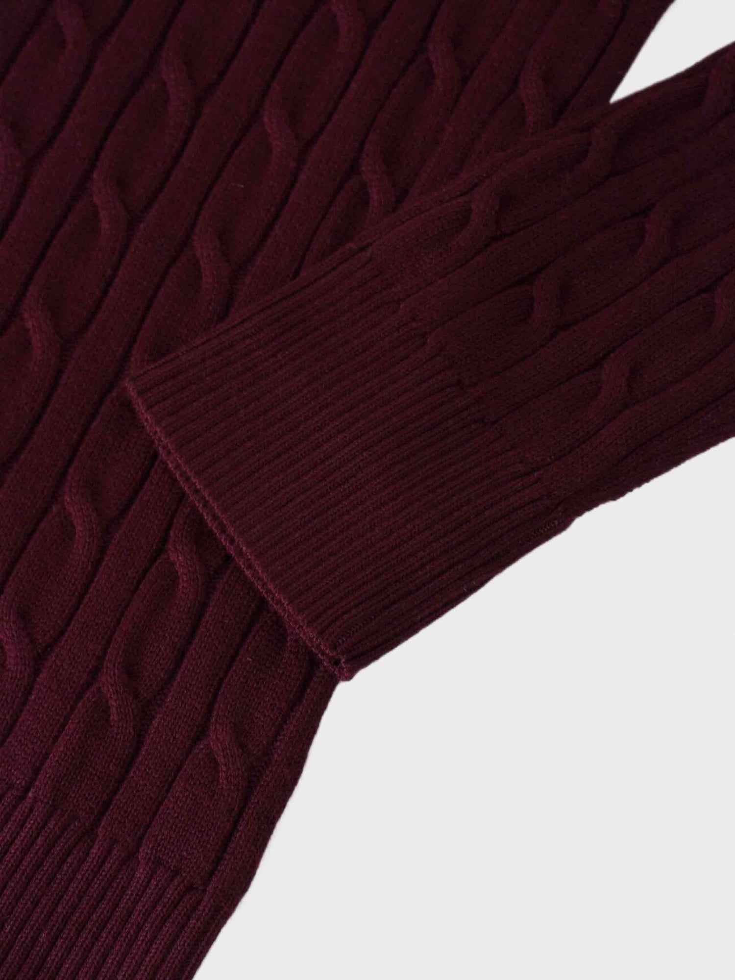 Knit Cable Sweater-Burgundy