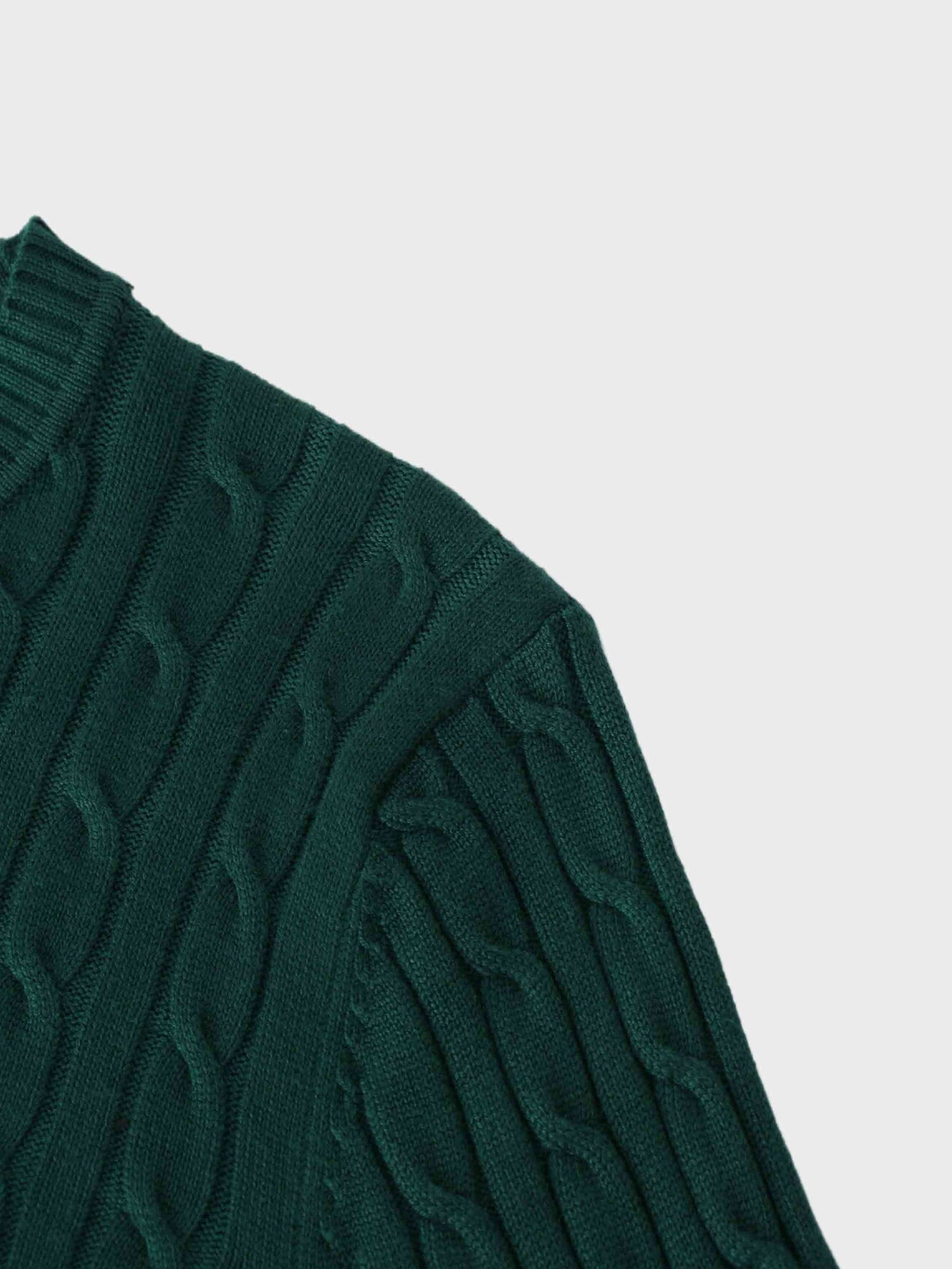 Knit Cable Sweater-Hunter Green