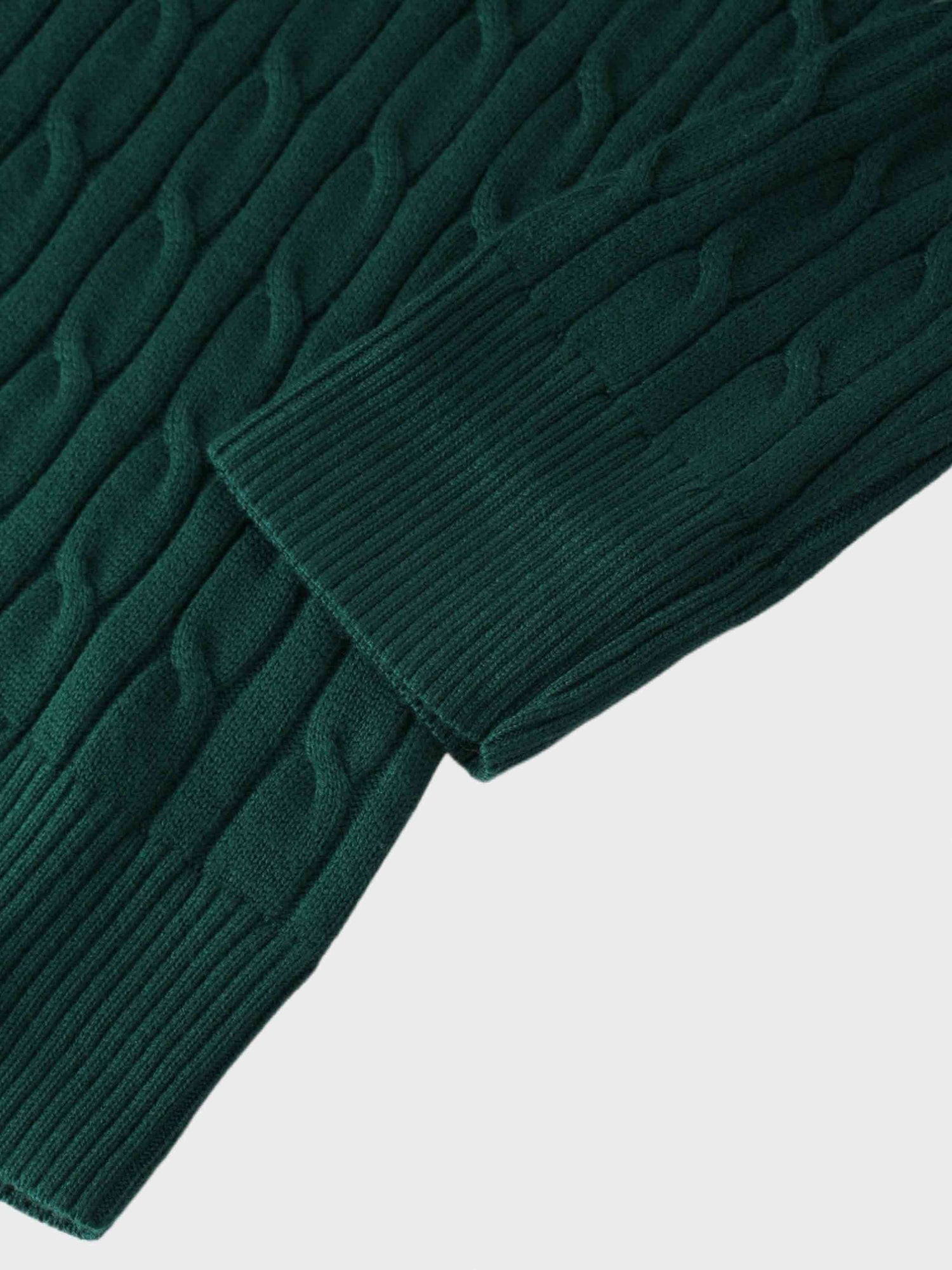 Knit Cable Sweater-Hunter Green