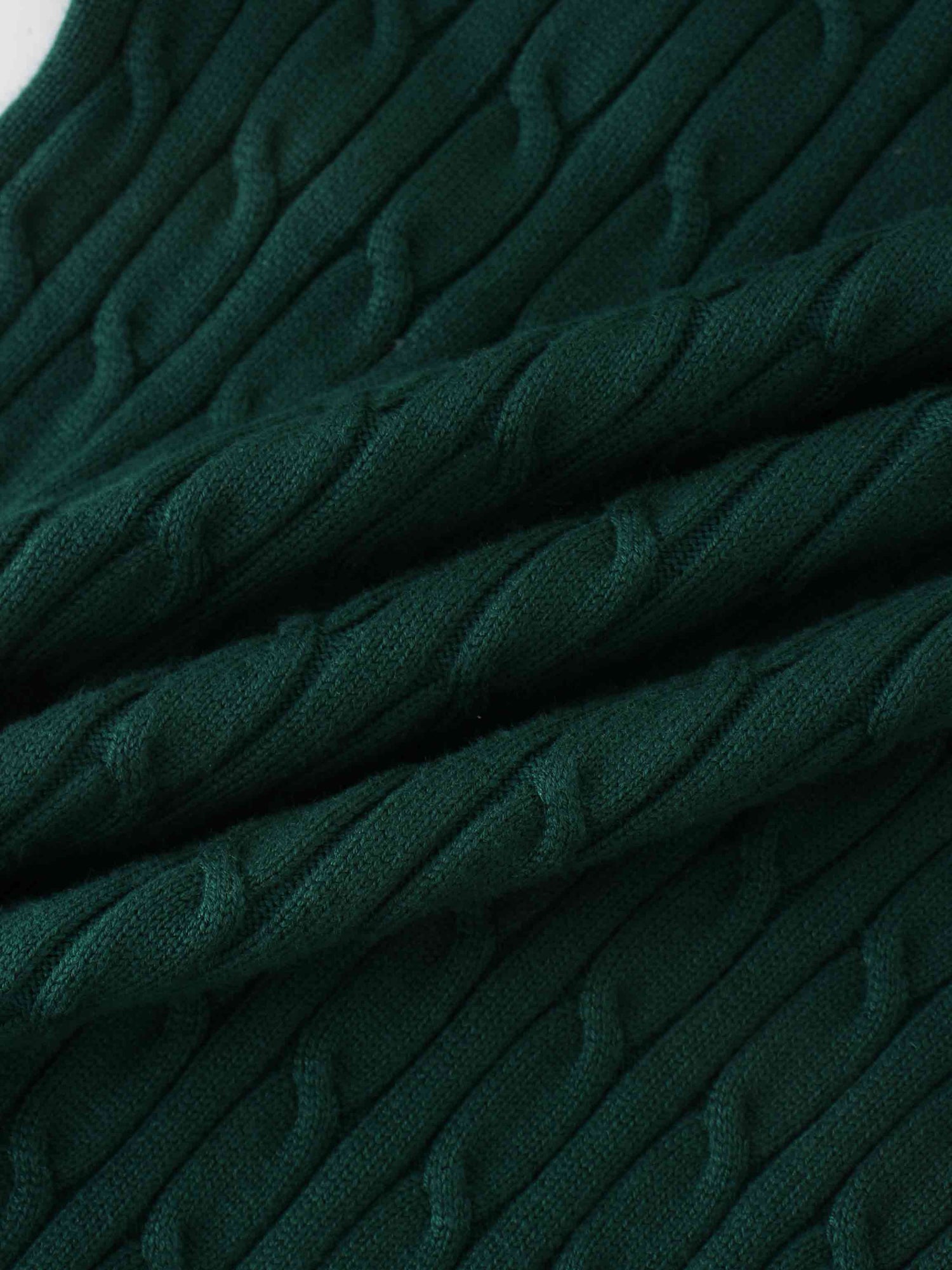 Knit Cable Sweater-Hunter Green