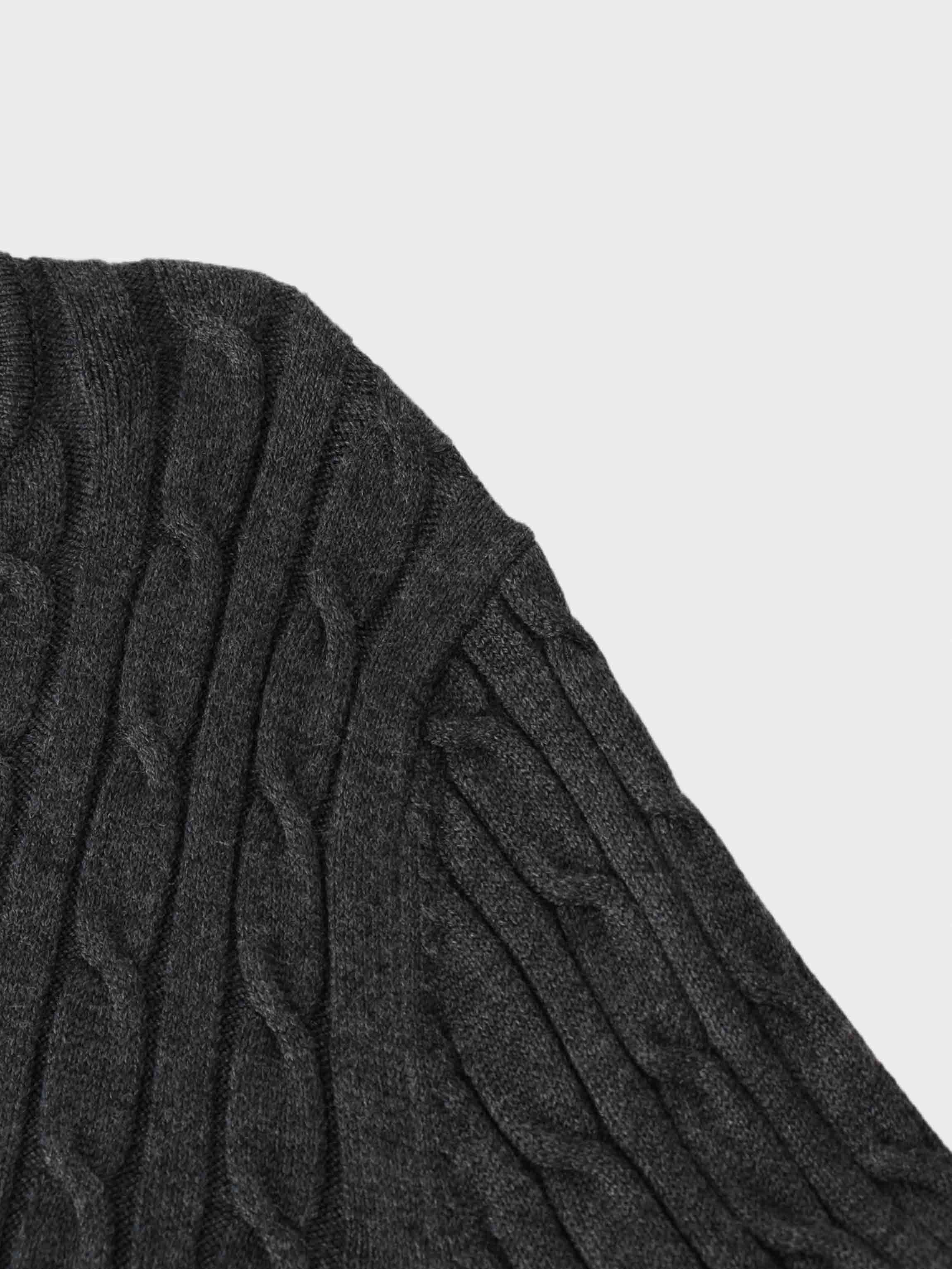 Knit Cable Sweater-Charcoal Grey