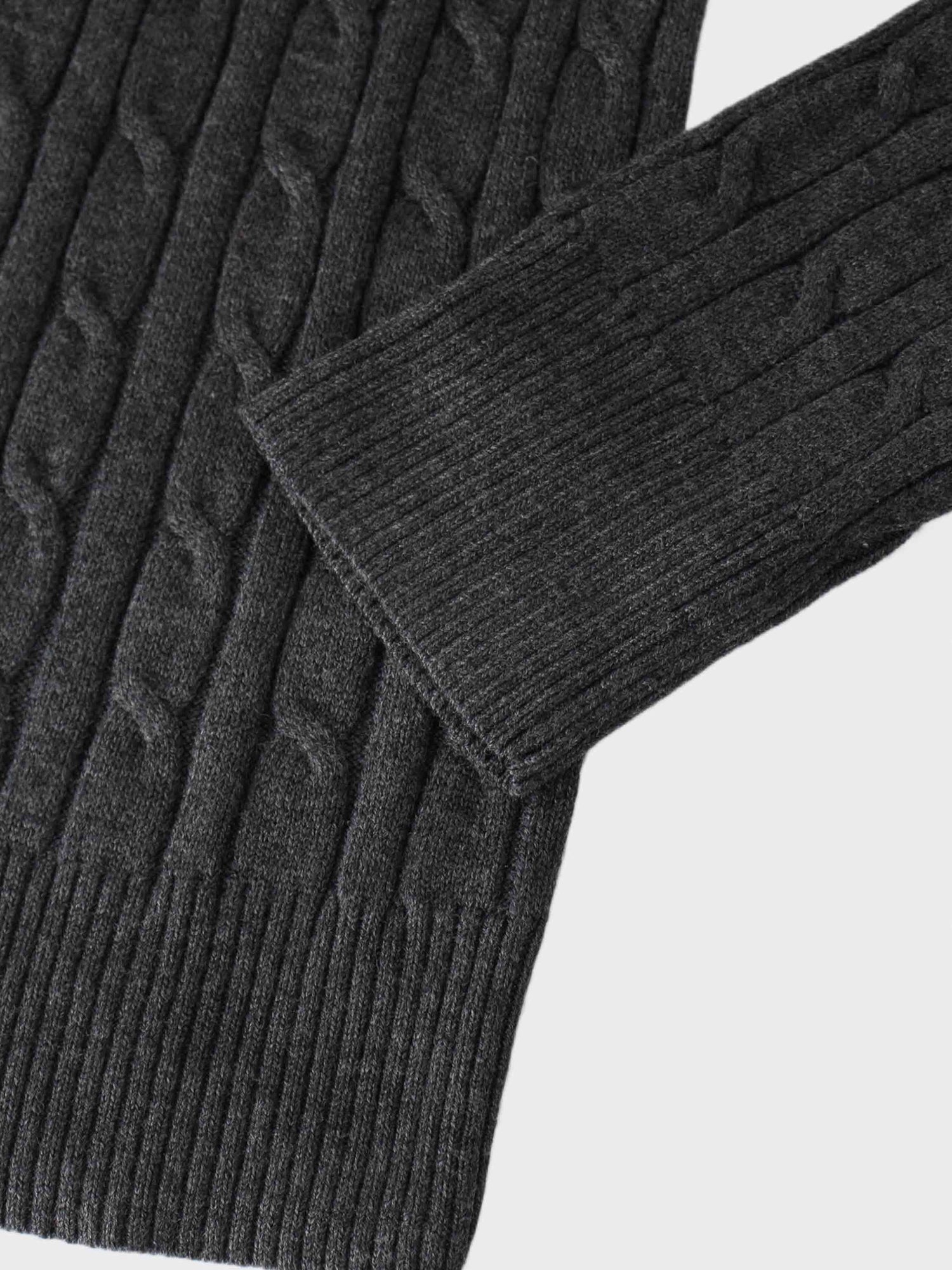 Knit Cable Sweater-Charcoal Grey