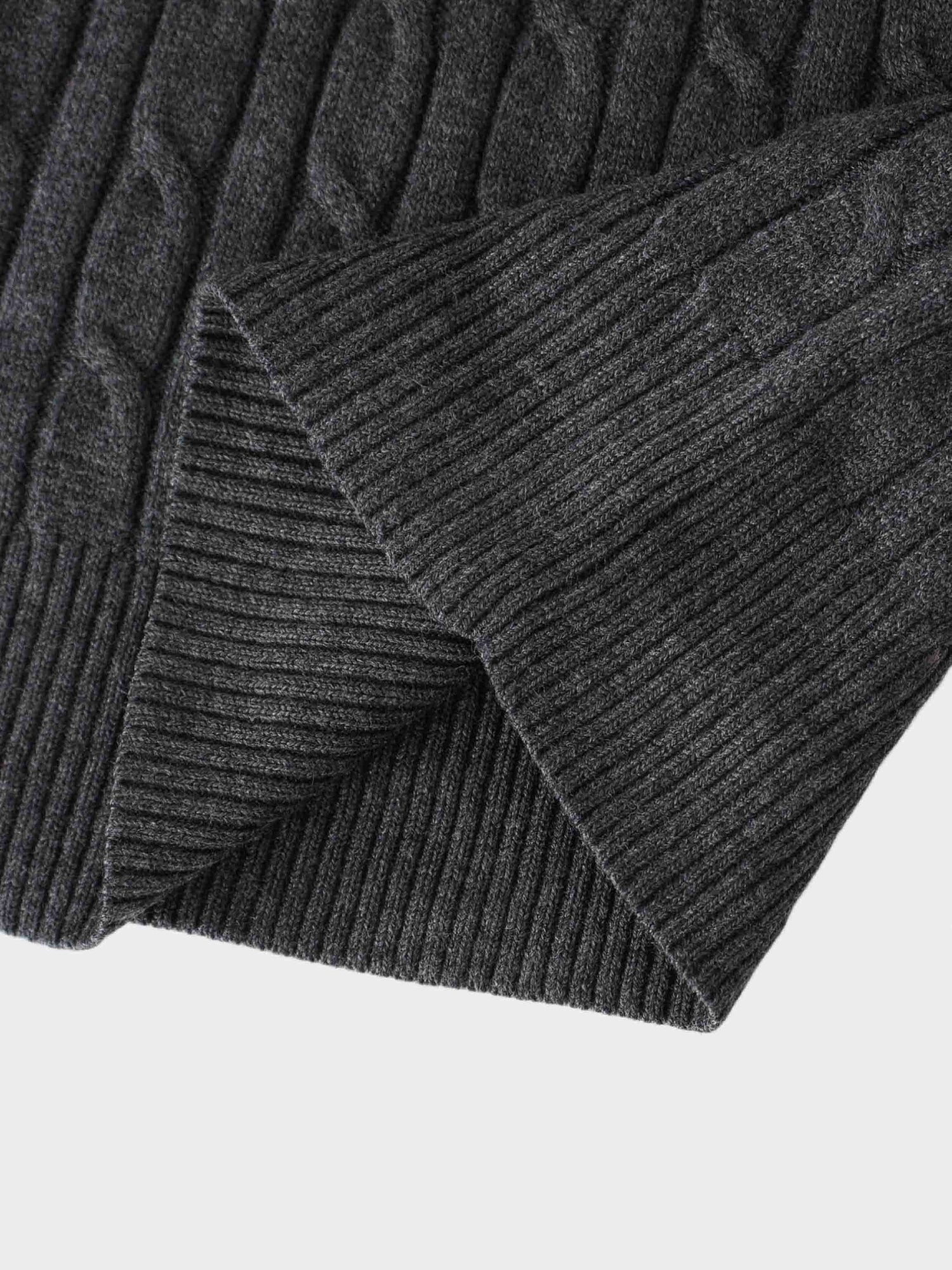 Knit Cable Sweater-Charcoal Grey