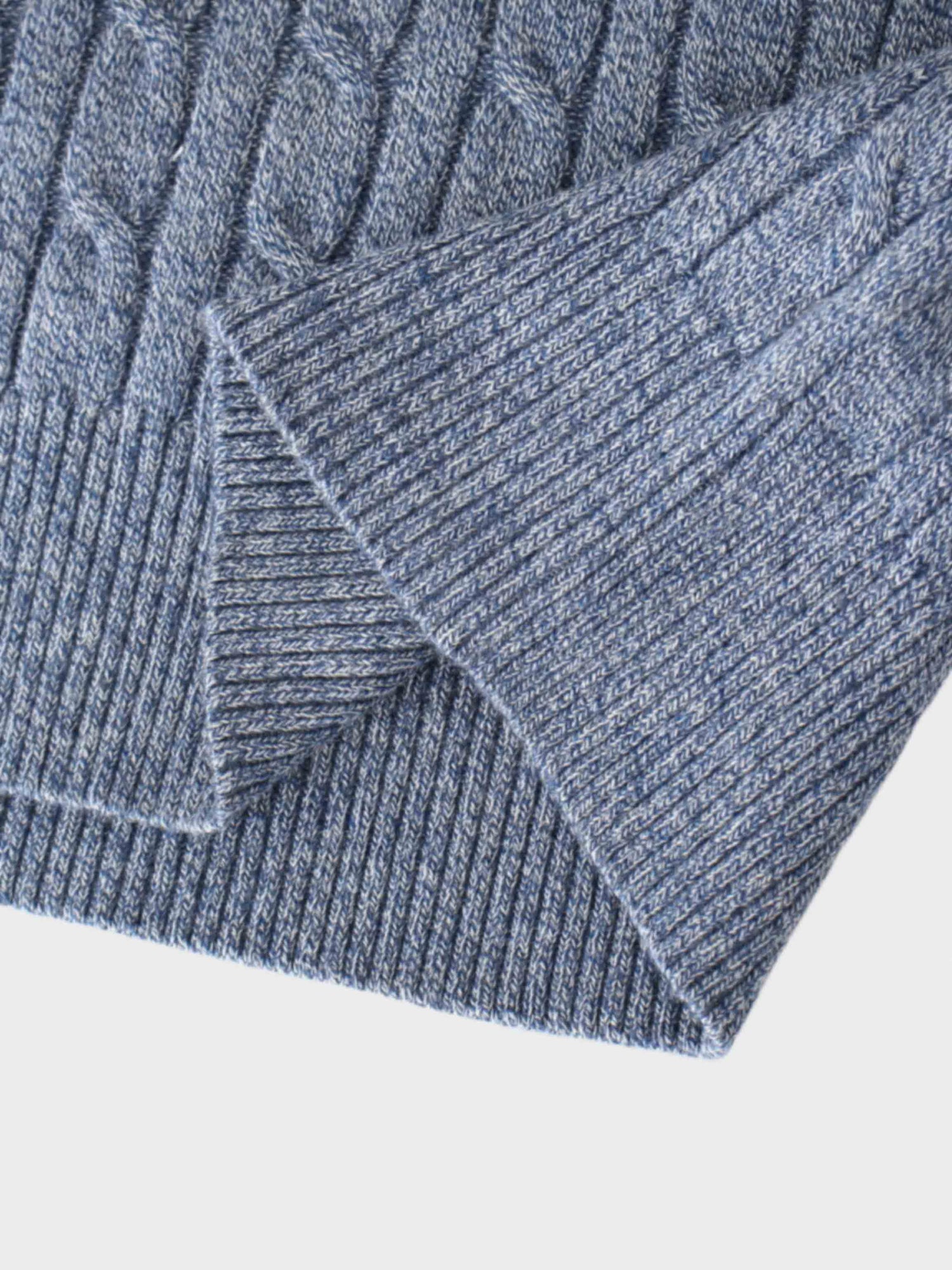 Knit Cable Sweater-Heathered Blue