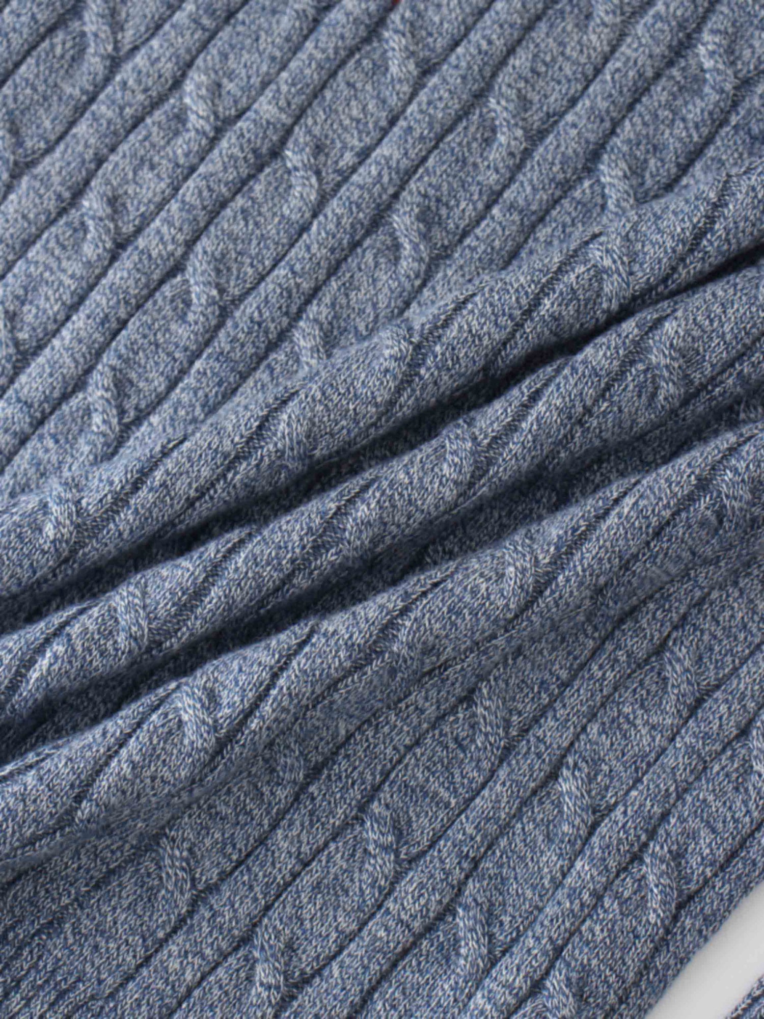 Knit Cable Sweater-Heathered Blue