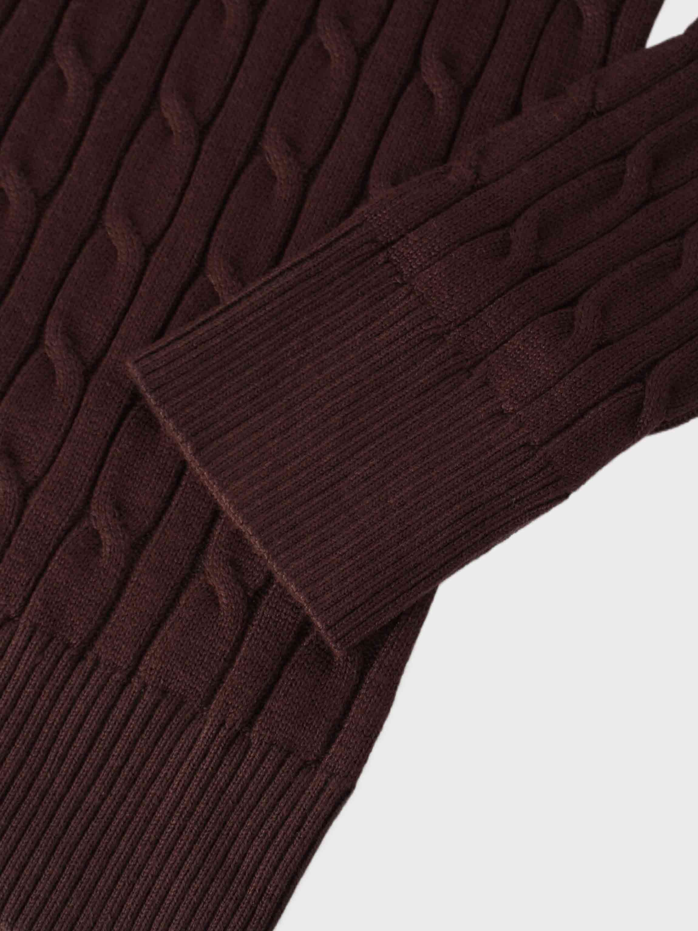 Knit Cable Sweater-Brown