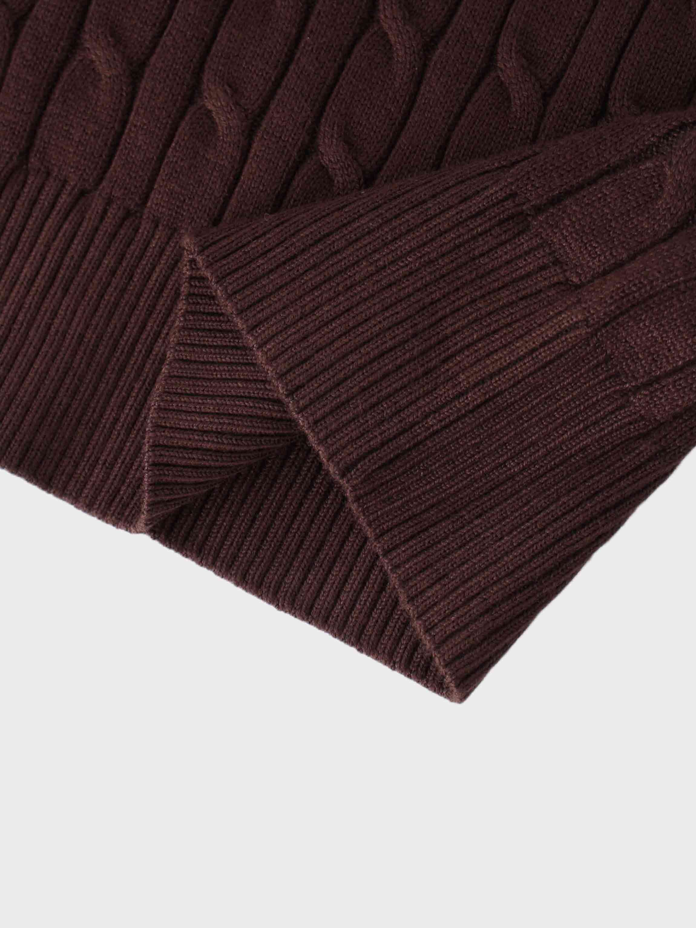 Knit Cable Sweater-Brown