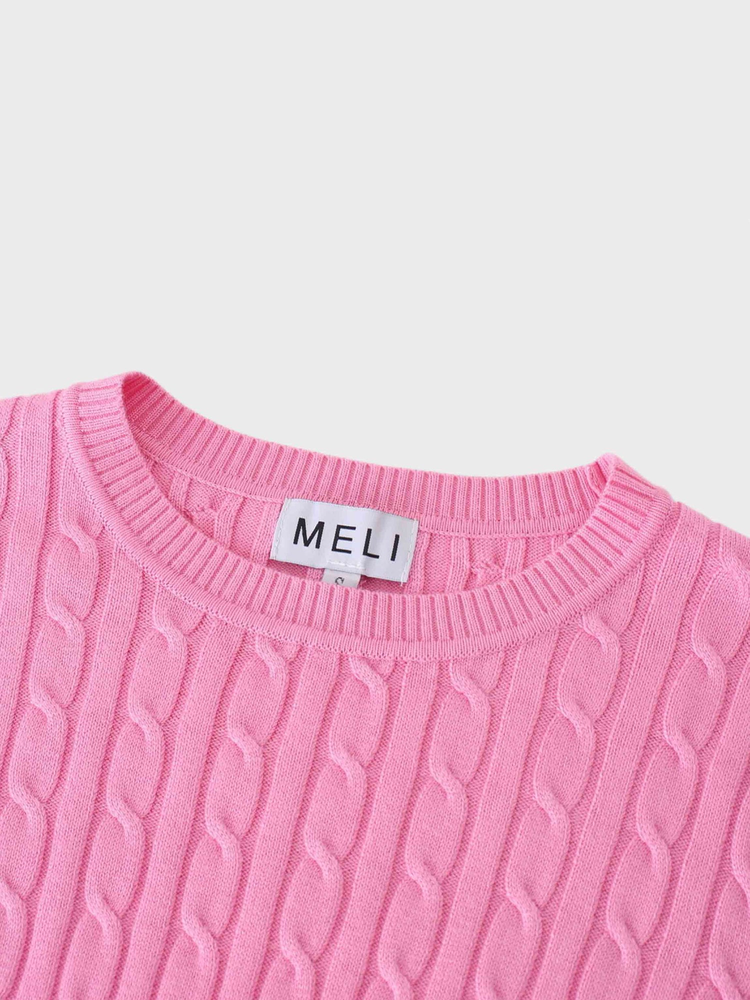 Knit Cable Sweater-Bubble Gum Pink