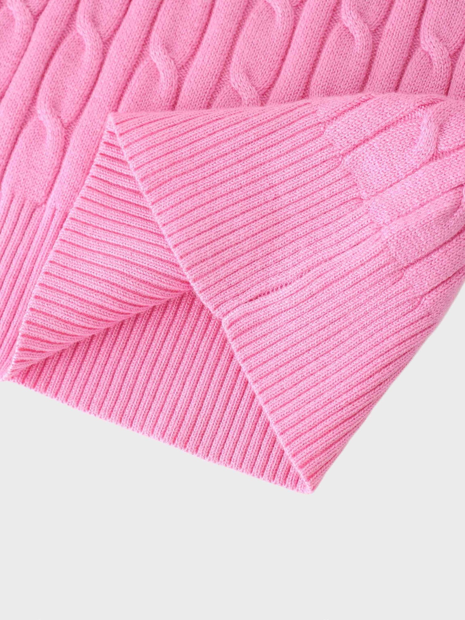 Knit Cable Sweater-Bubble Gum Pink