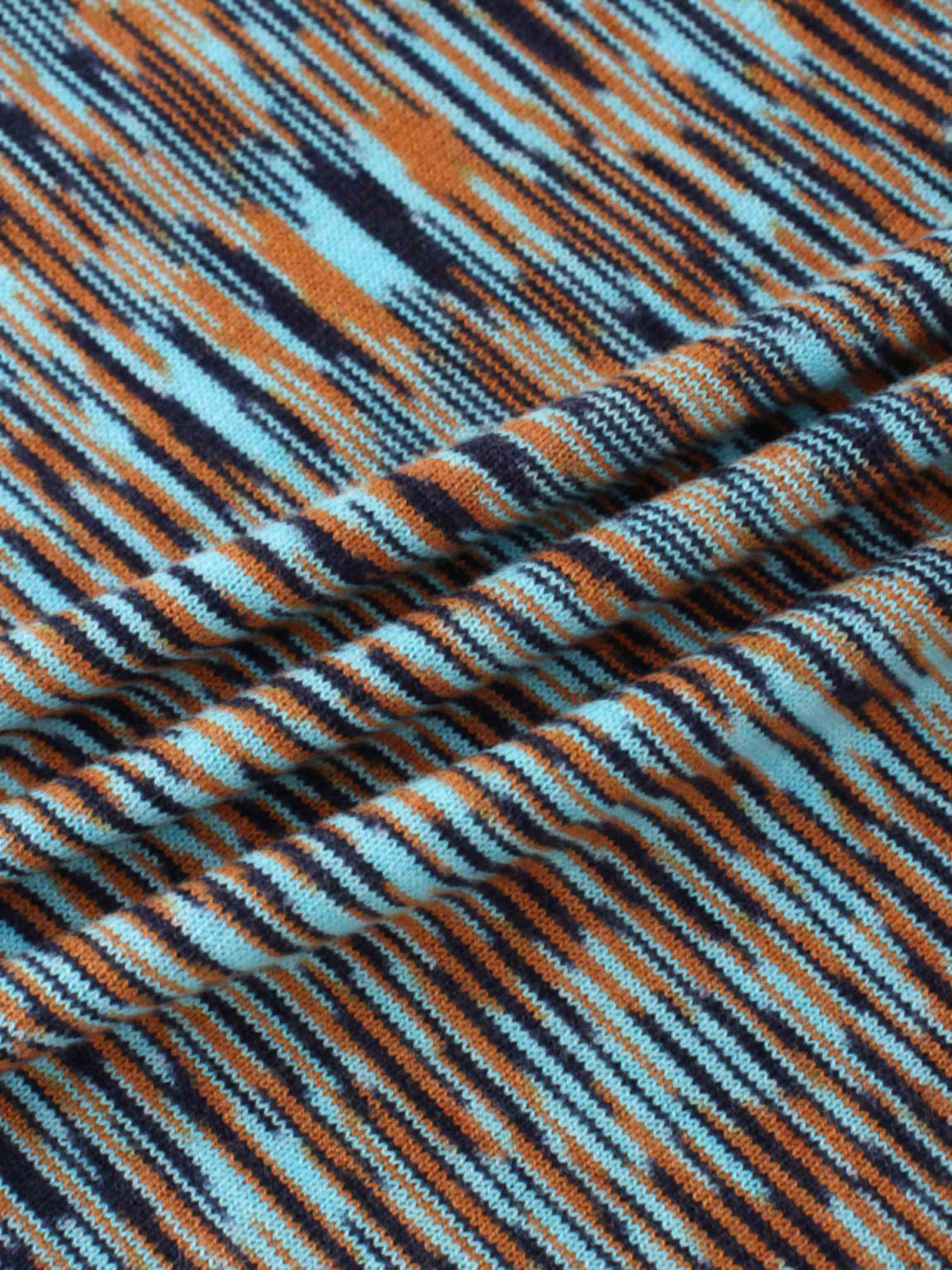 Abstract Stripe Knit Turtleneck-Light Blue/Brown