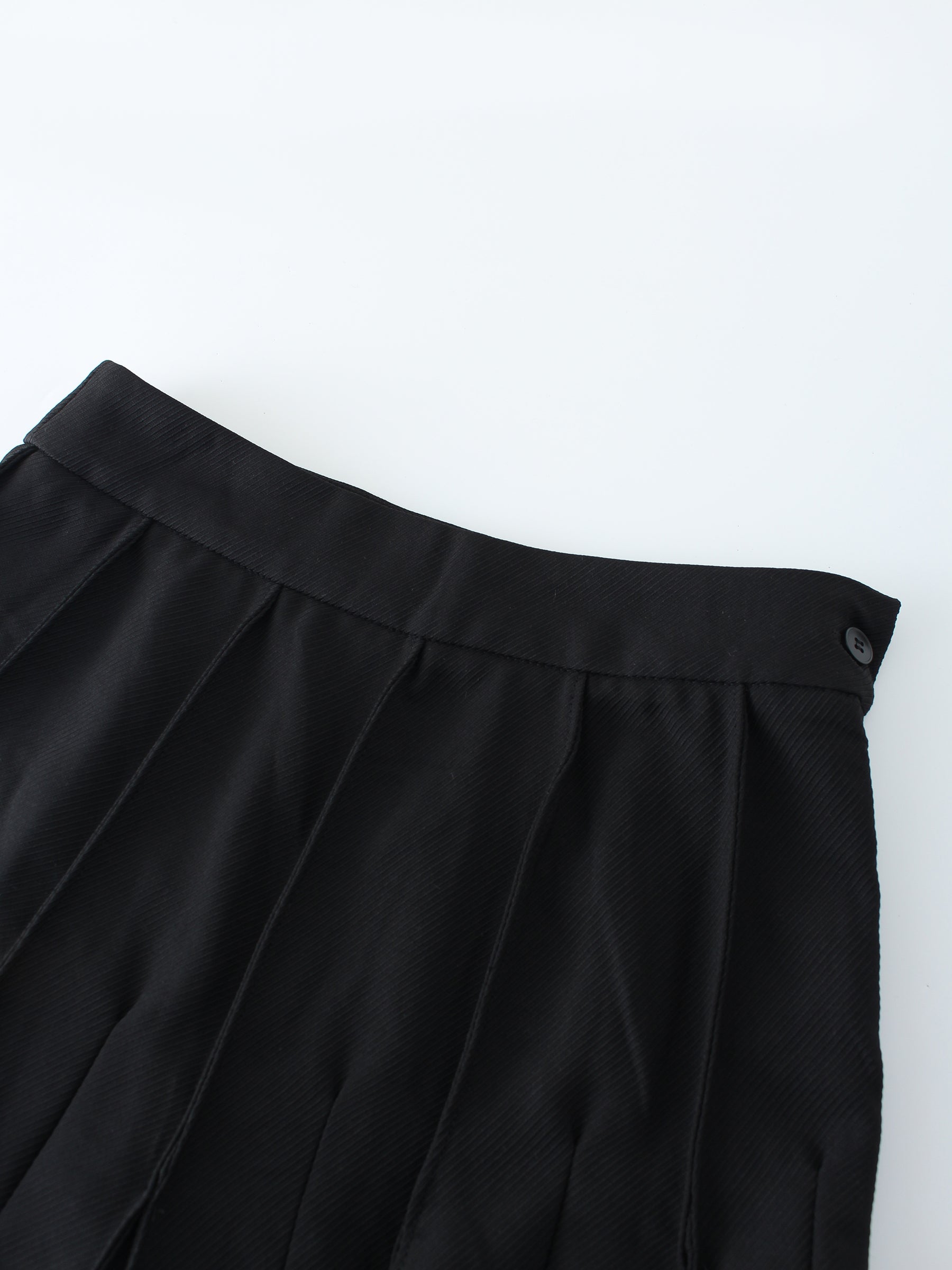 Top Stitched Pleated Skirt-Black
