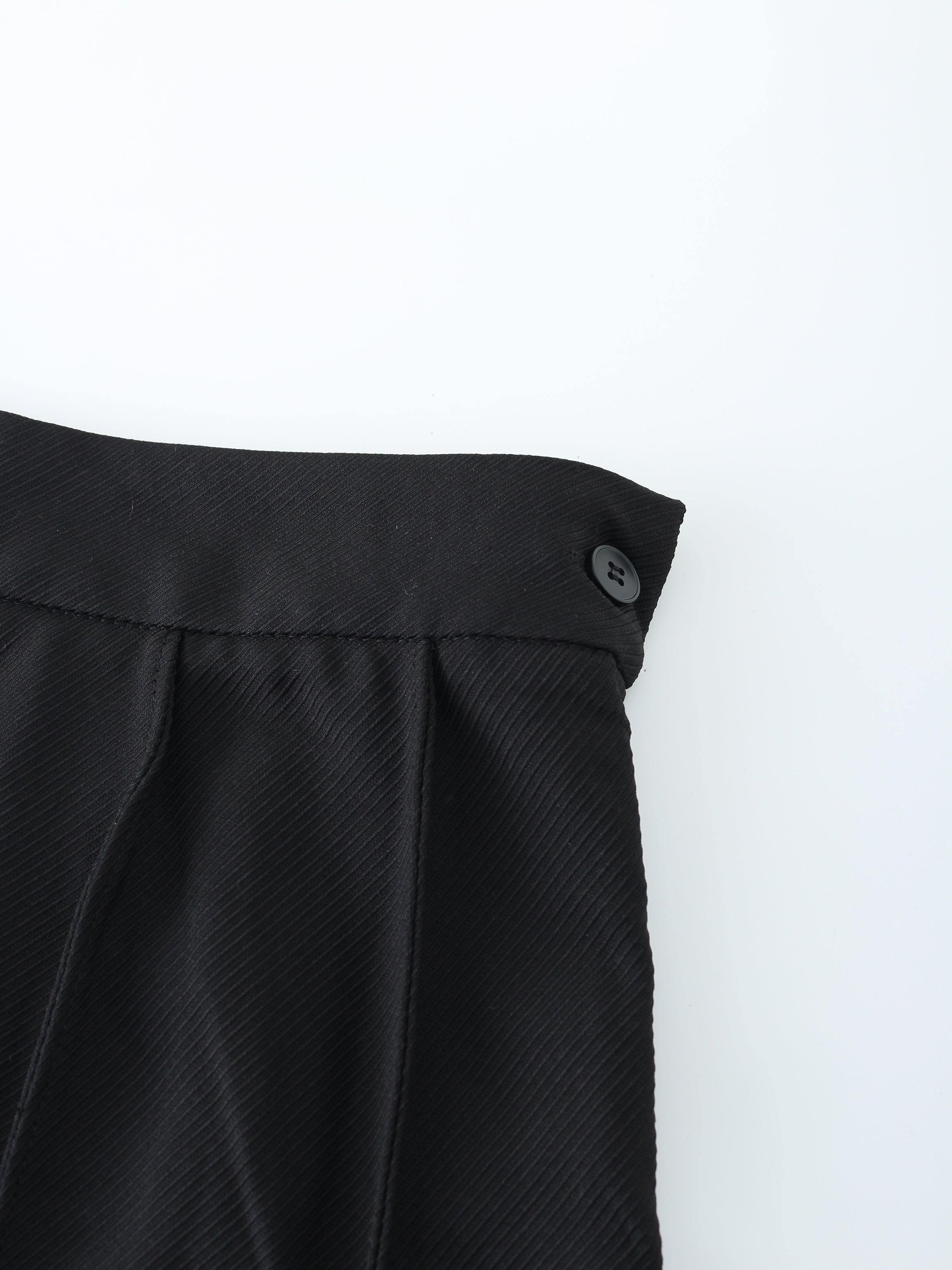 Top Stitched Pleated Skirt-Black