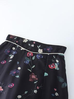 PIPED WAISTBAND SKIRT-FLORAL