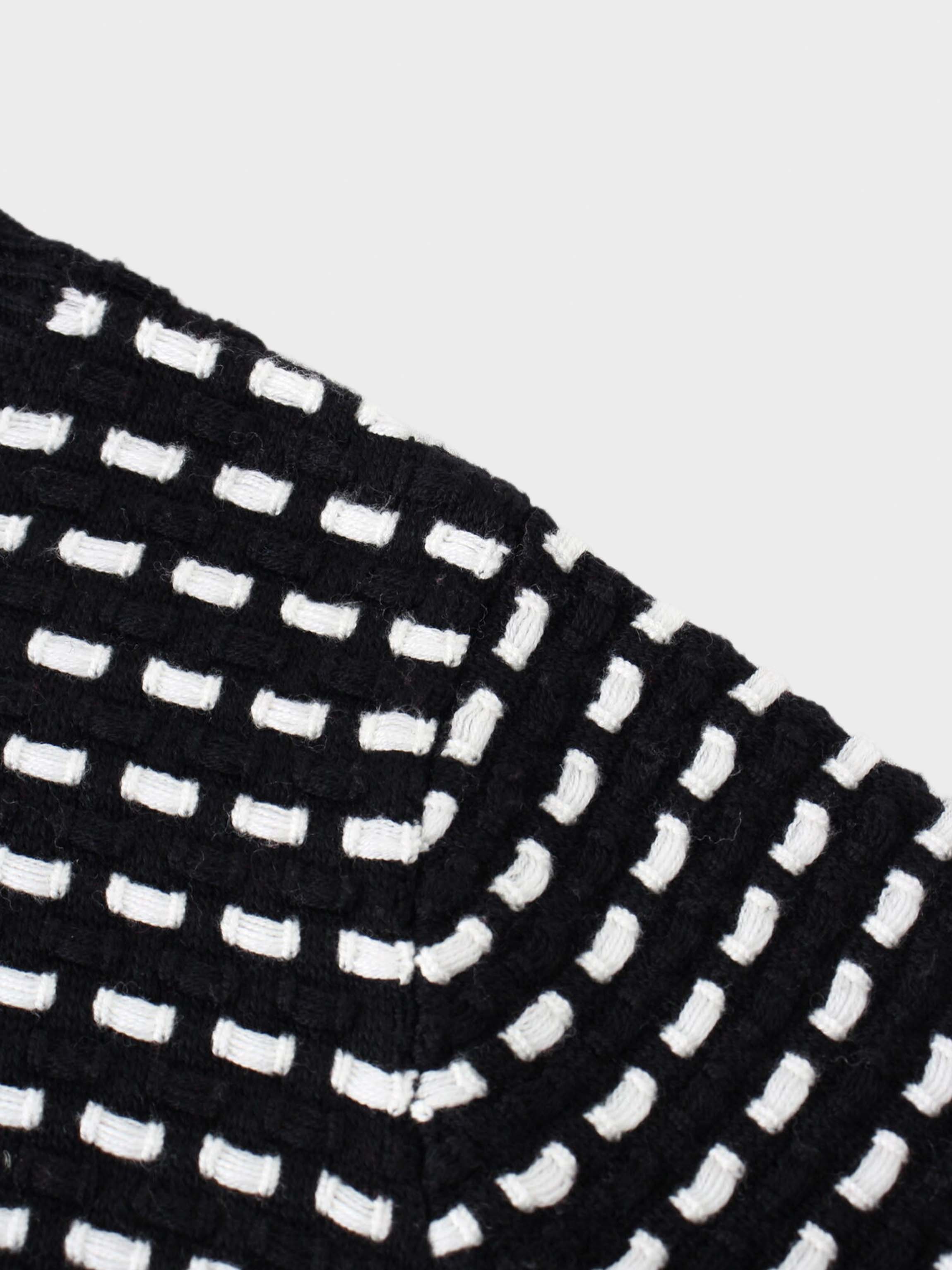 Basket Weave Sweater-Black/White