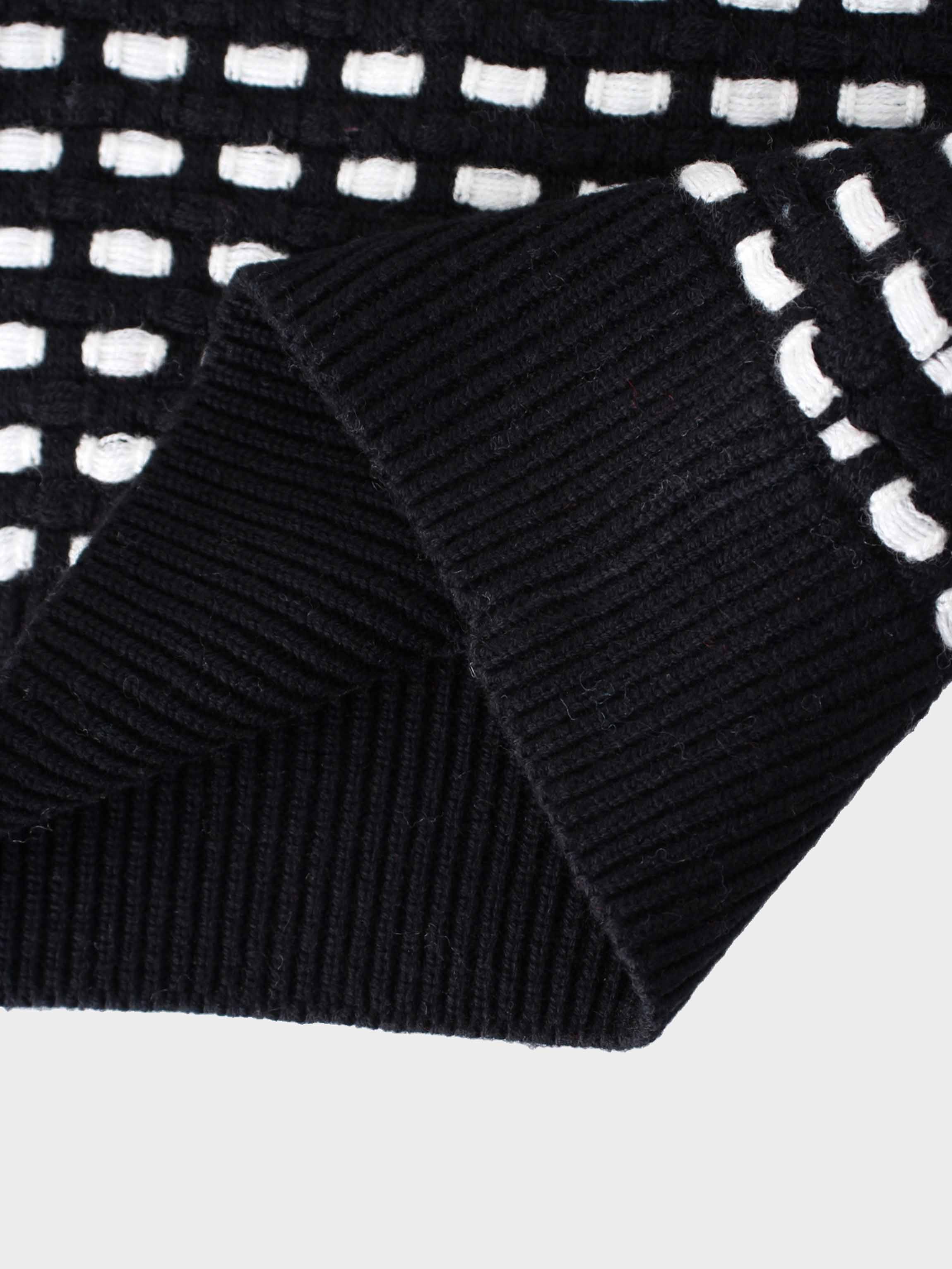 Basket Weave Sweater-Black/White