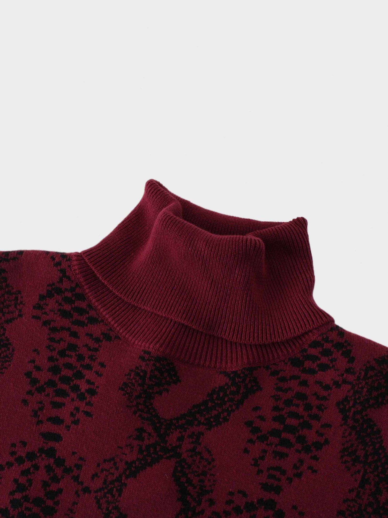 Reptile Print Sweater-Burgundy/Black