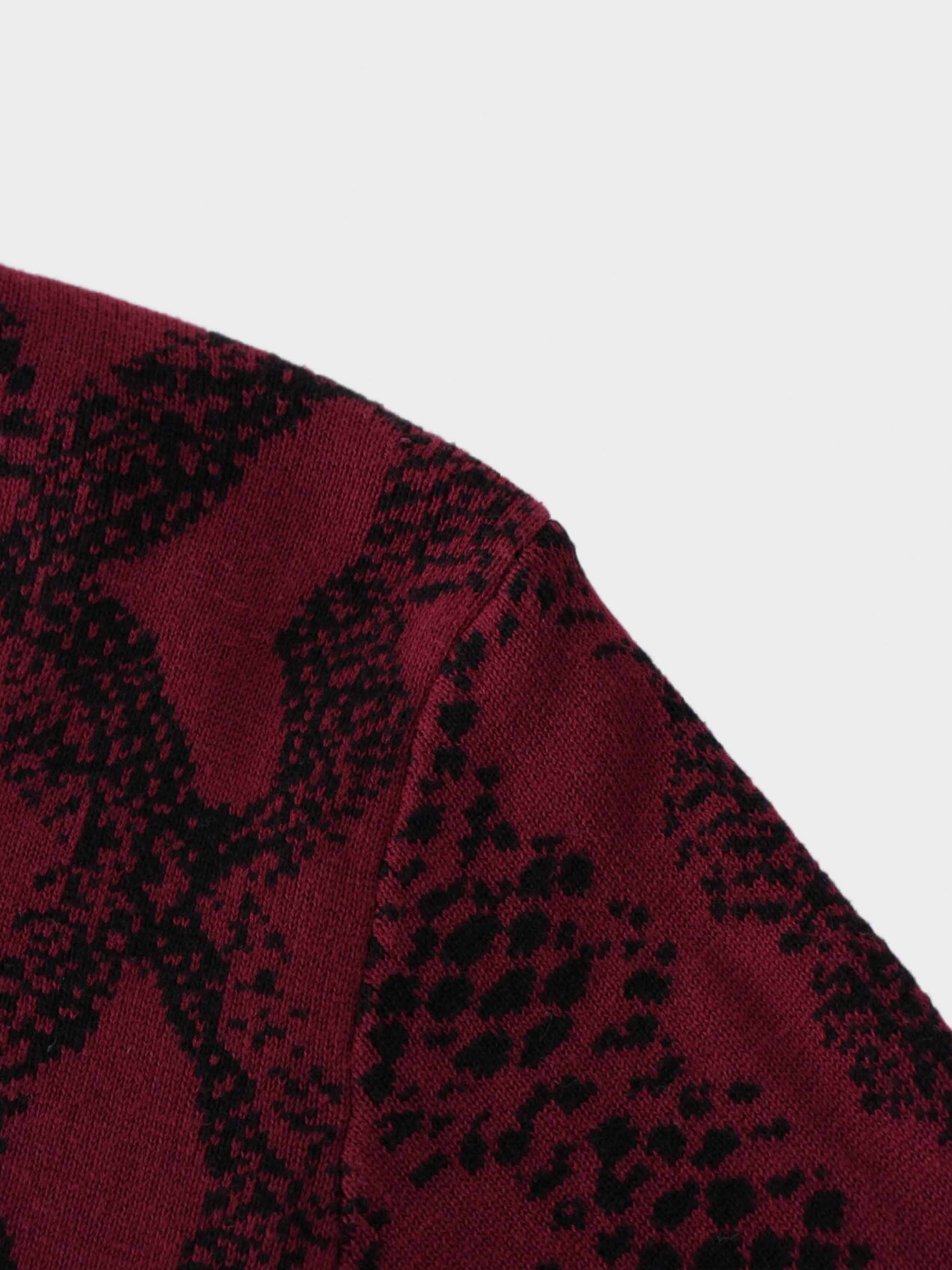 Reptile Print Sweater-Burgundy/Black