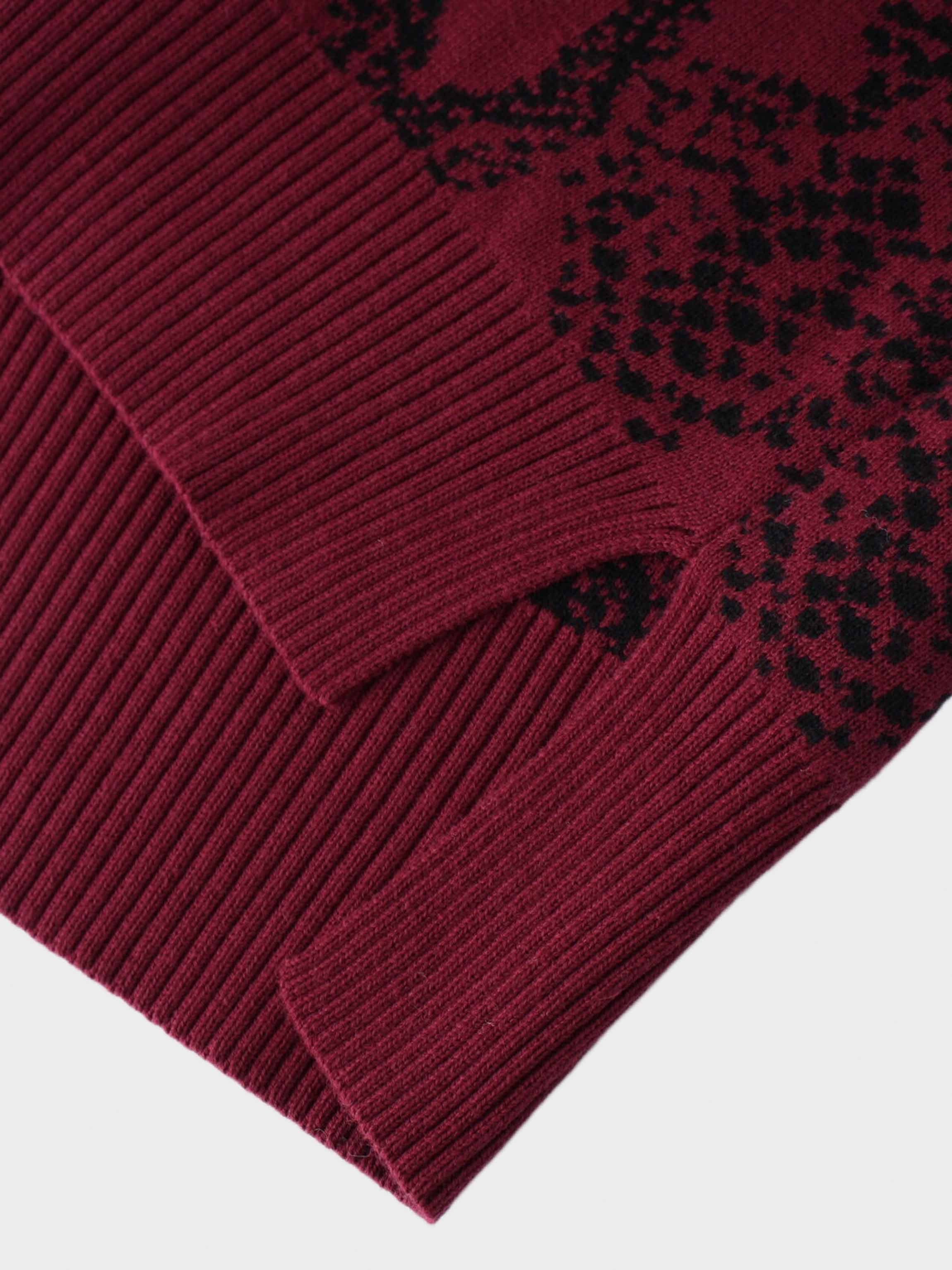 Reptile Print Sweater-Burgundy/Black