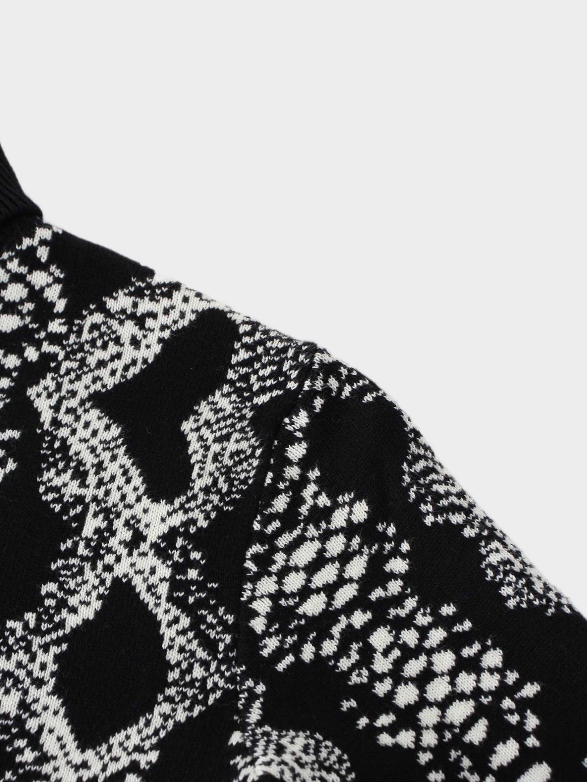 Reptile Print Sweater-Black/White