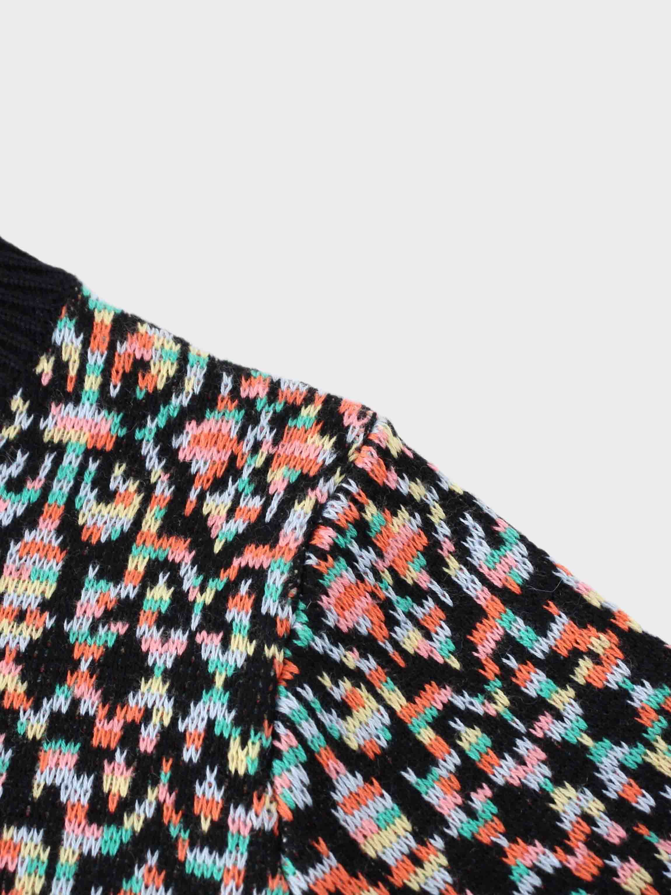 Mosaic Print Sweater-Black