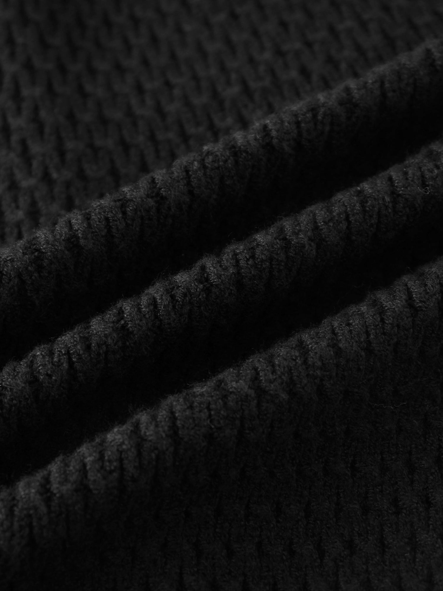 Textured Crew Cardigan-Black