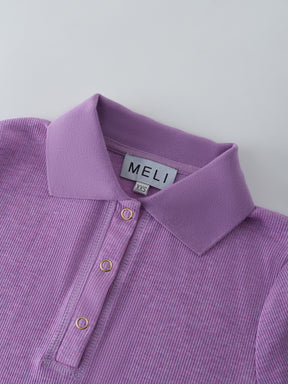 Camiseta con cuello de canalé-Púrpura