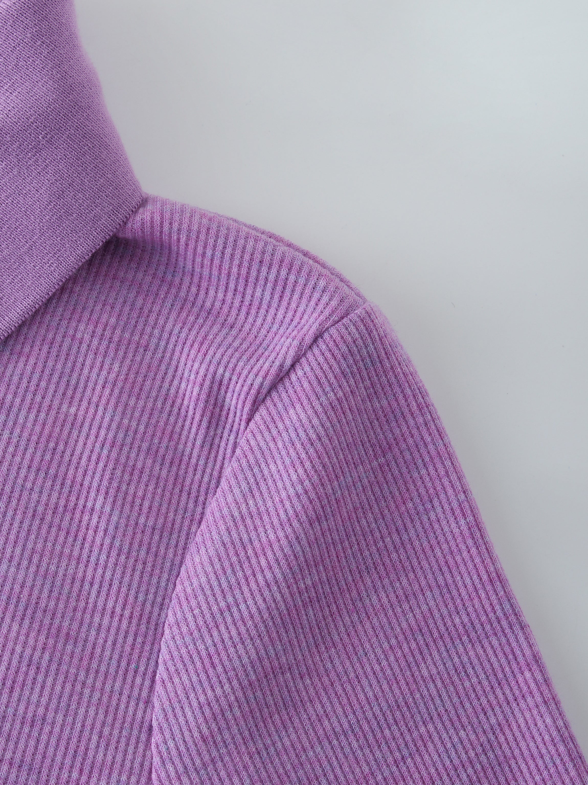 Ribbed Collar T-Shirt-Purple