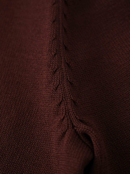 Jewel Button Collar Sweater-Brown/Tan