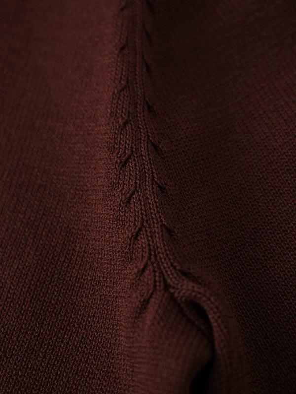Jewel Button Collar Sweater-Brown/Tan