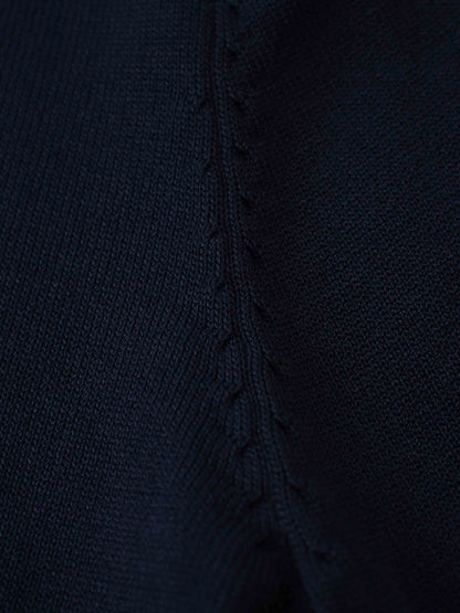 Jewel Button Collar Sweater-Navy/Cream