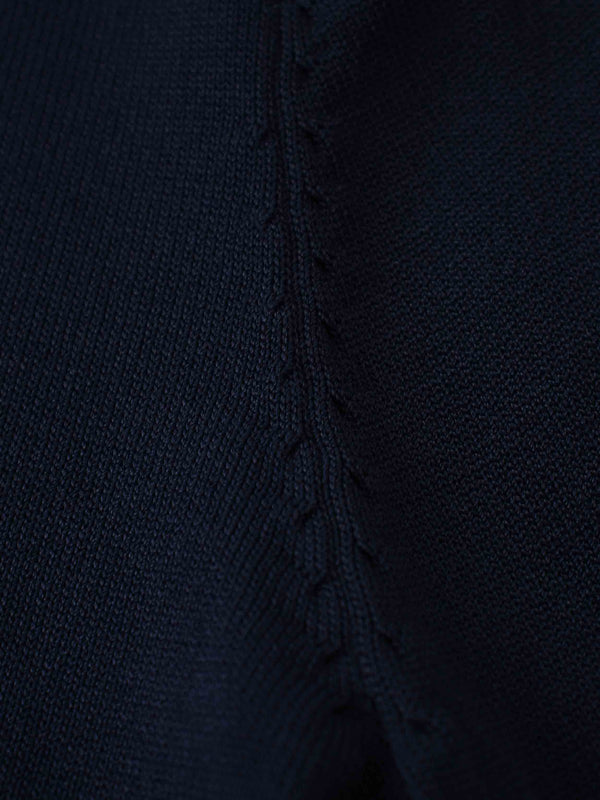 Jewel Button Collar Sweater-Navy/Cream