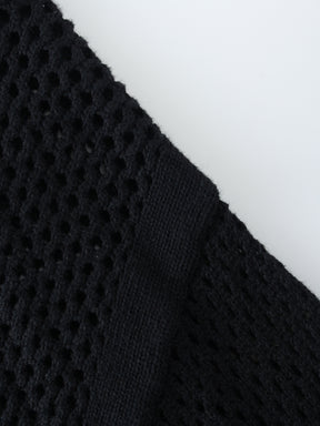 Zip Up Crochet Hoodie-Black