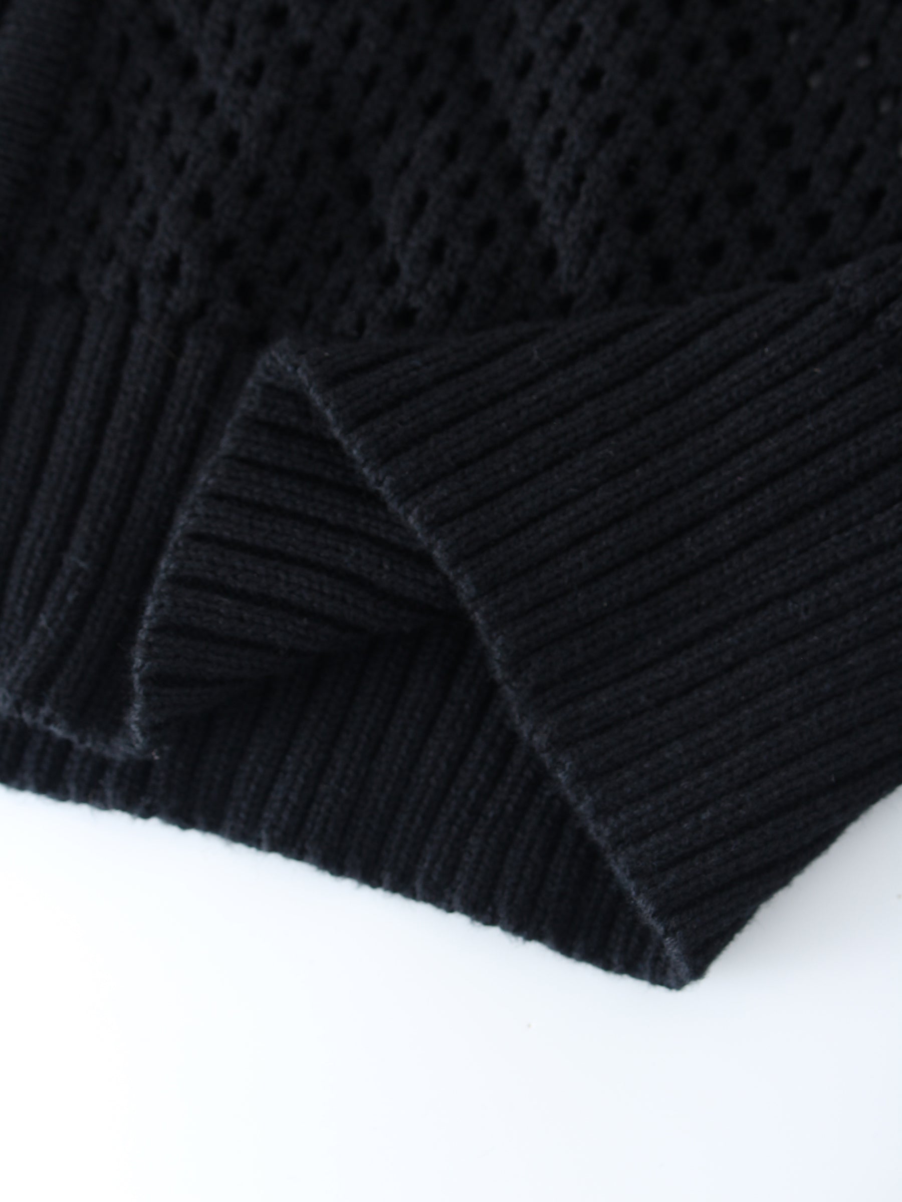 Sudadera con capucha de crochet con cremallera-Negro