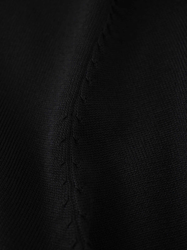 Jewel Button Collar Sweater-Black/Cream